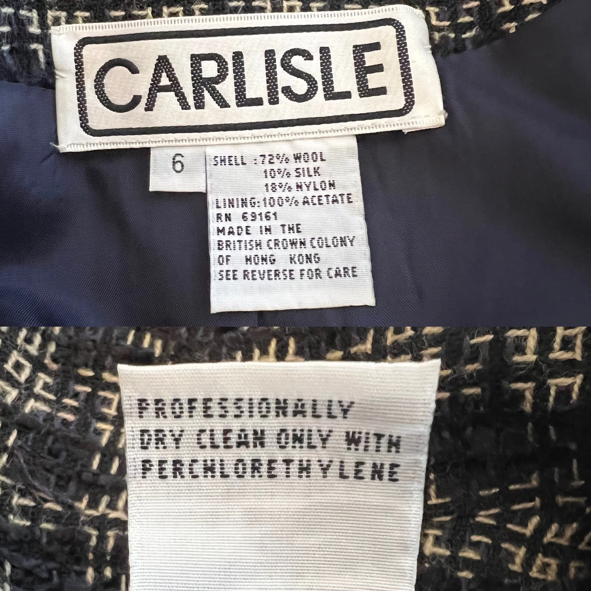 Vintage Carlisle Tweed Boucle Blazer Silk Blouse and Scarf 3 Piece Set by Carlisle - Image 13