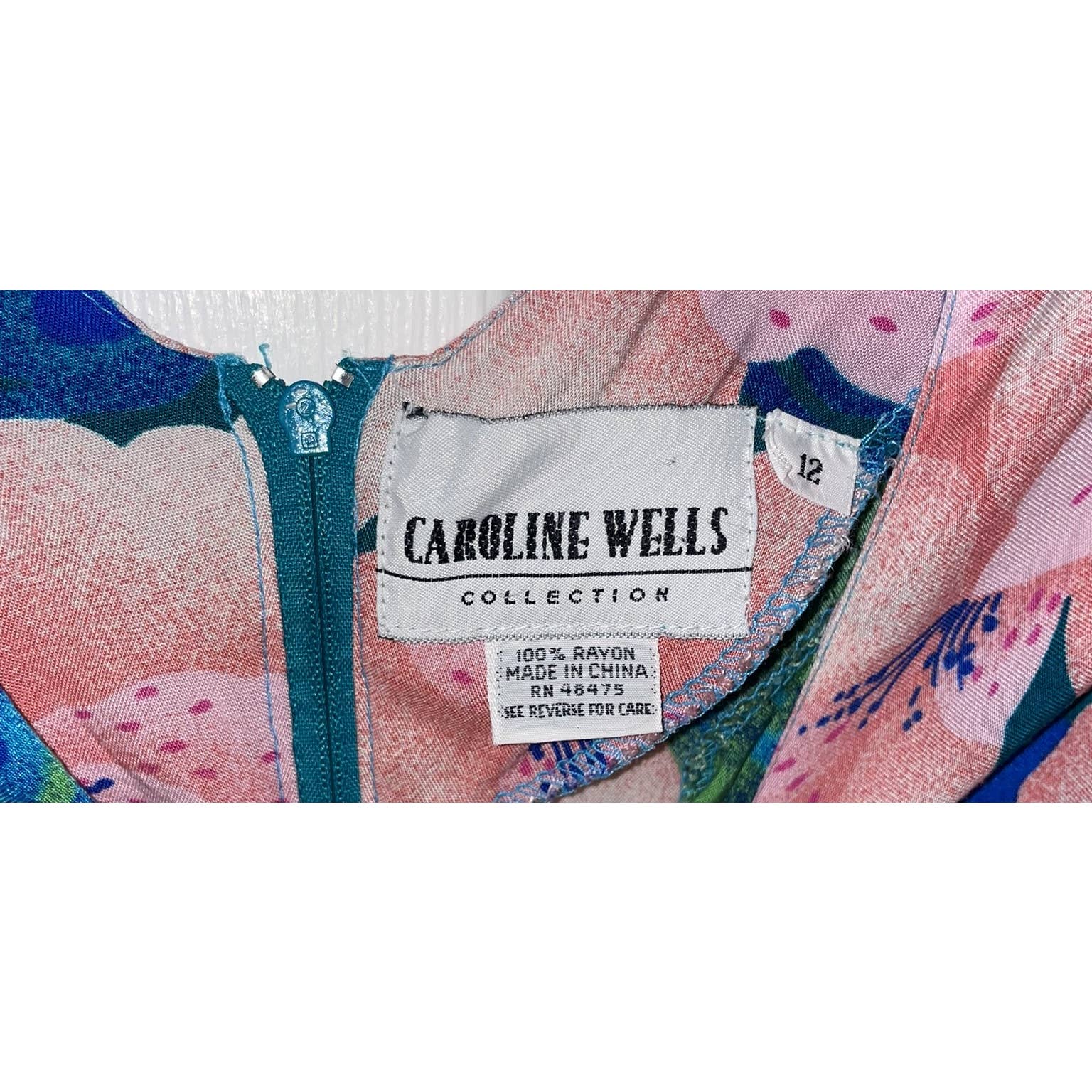 Vintage Caroline Wells 1980-90s Rayon Dress Sz 12 Euc by Caroline Wells - Image 3