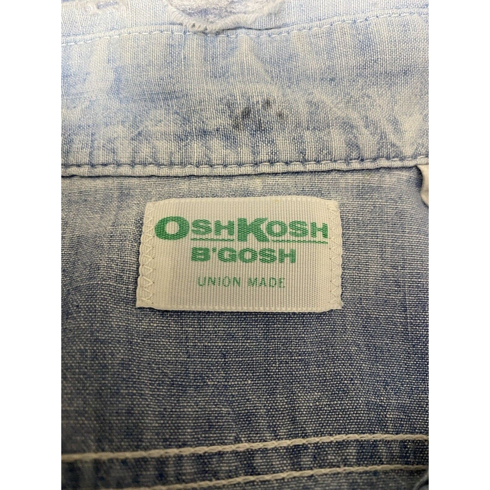 Vintage Chambray Shirt 60s 70s Osh Kosh B'gosh Union Made Distressed Cotton Usa by Osh Kosh B'gosh - Image 9
