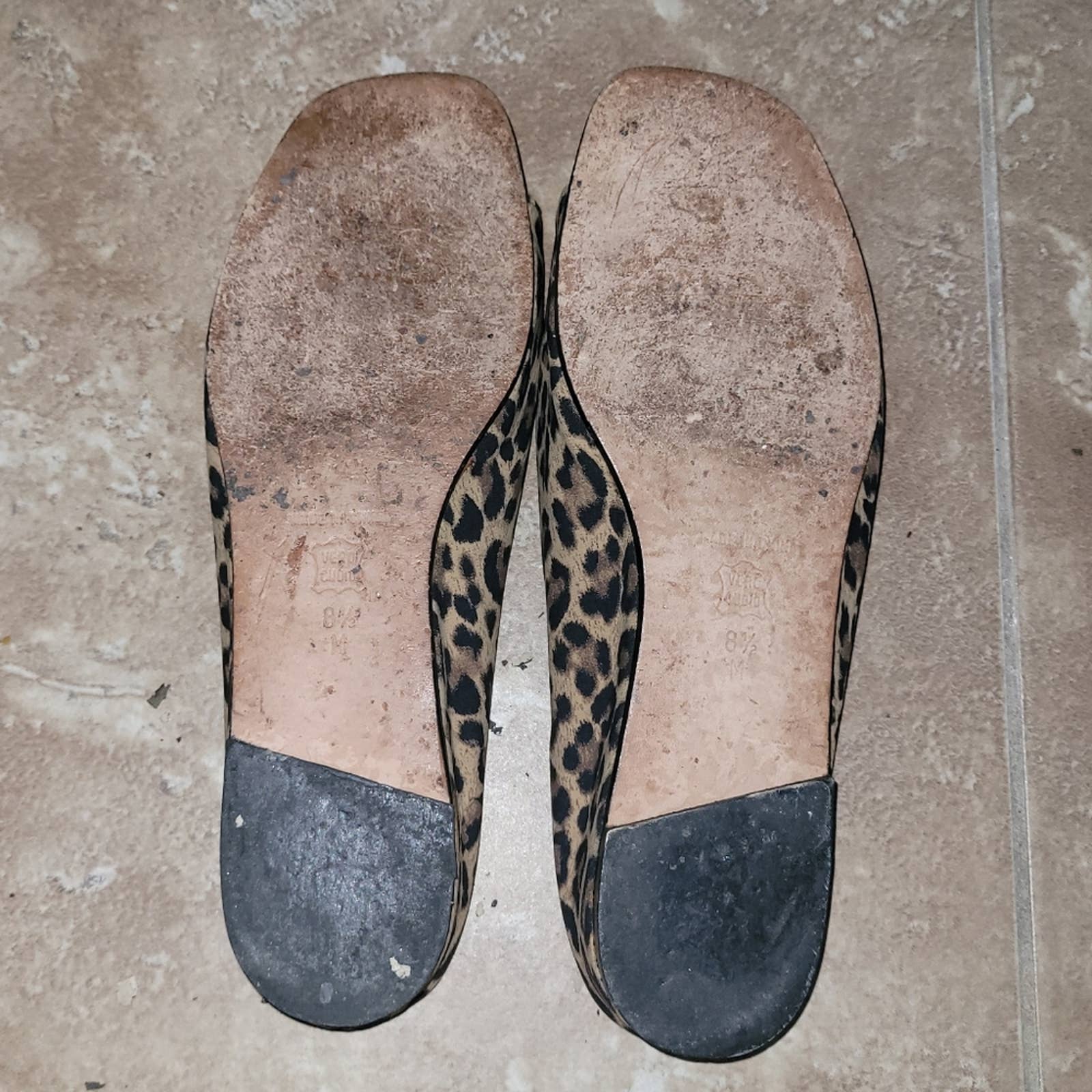 Vintage Cheetah Print Open Toe Wedge Mules Slides - Size 8 1/2 by Vaneli - Image 7