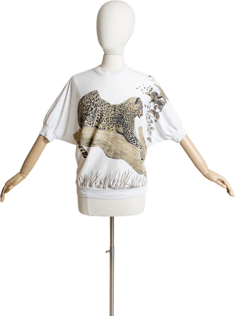 Vintage Cheetah Sweater Top 80s Batwing Loose Fit Cat Jungle Top Glitter Kitty Cat Animal Print Small