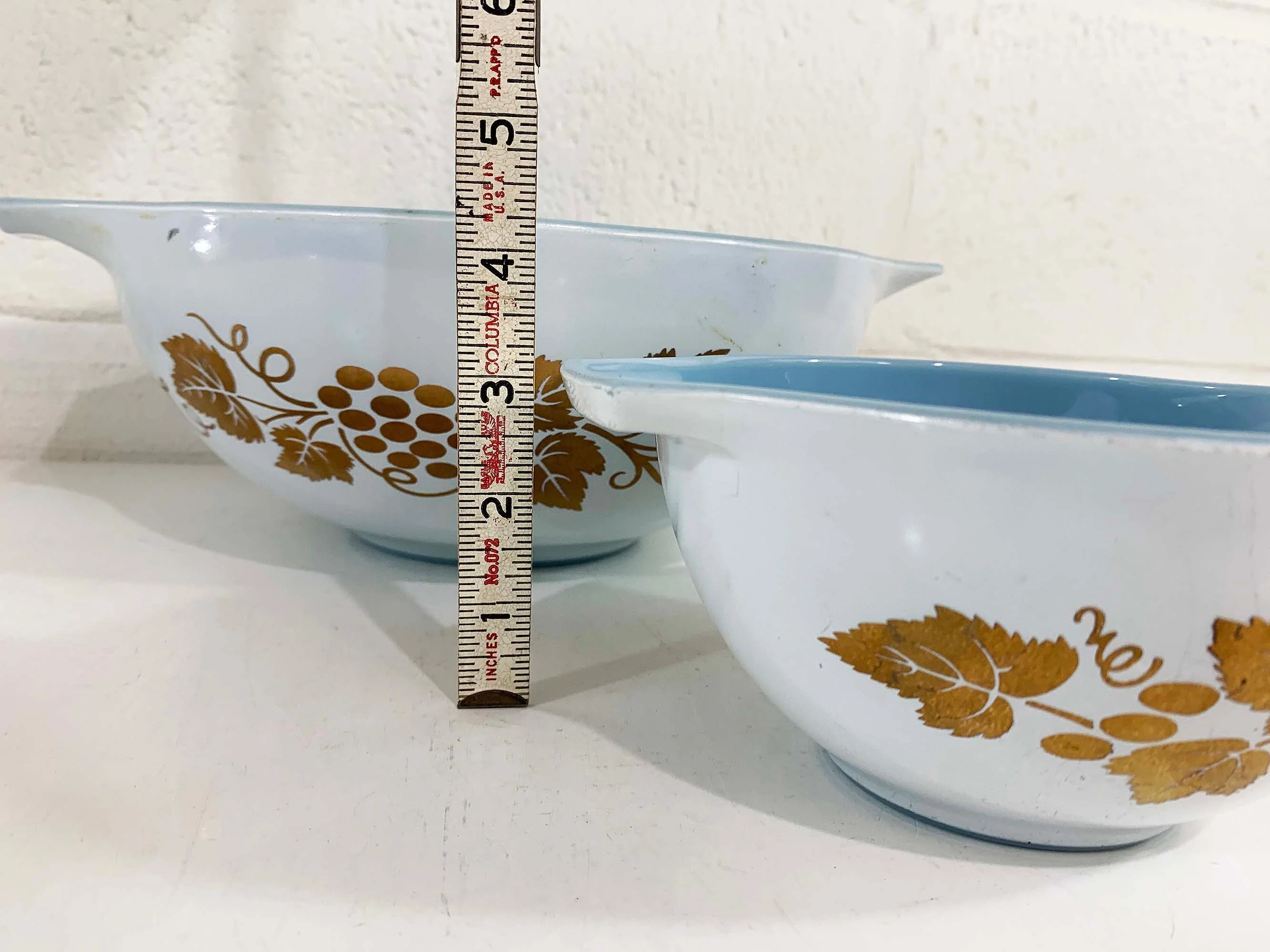 Vintage Chip and Dip Set Golden Grapes Blue Delphite 441 444 Promo Promotional Retro Serving Kitchen1960s by Pyrex - Image 7