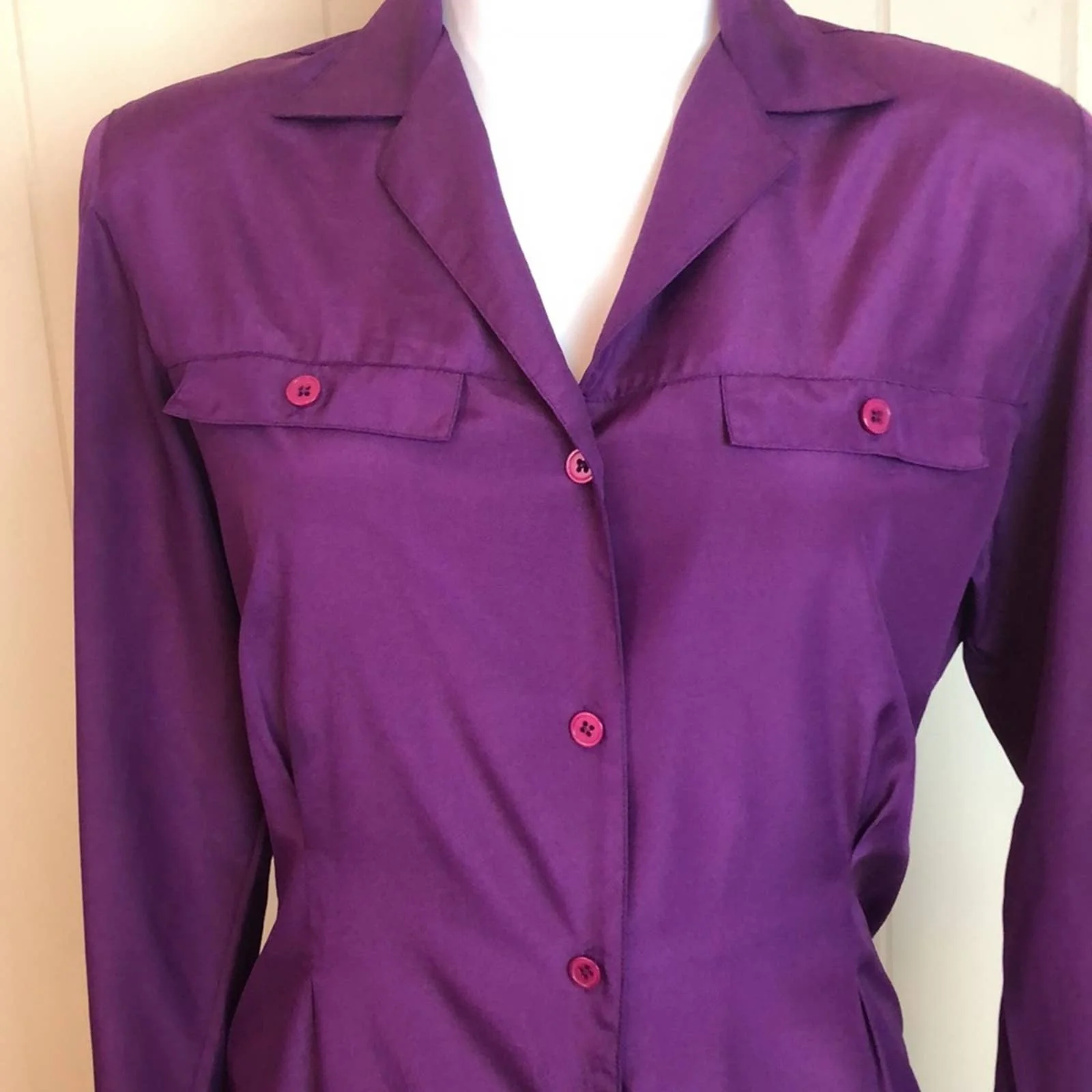 Vintage Christian Dior Button Down Purple Top by Dior - Image 3