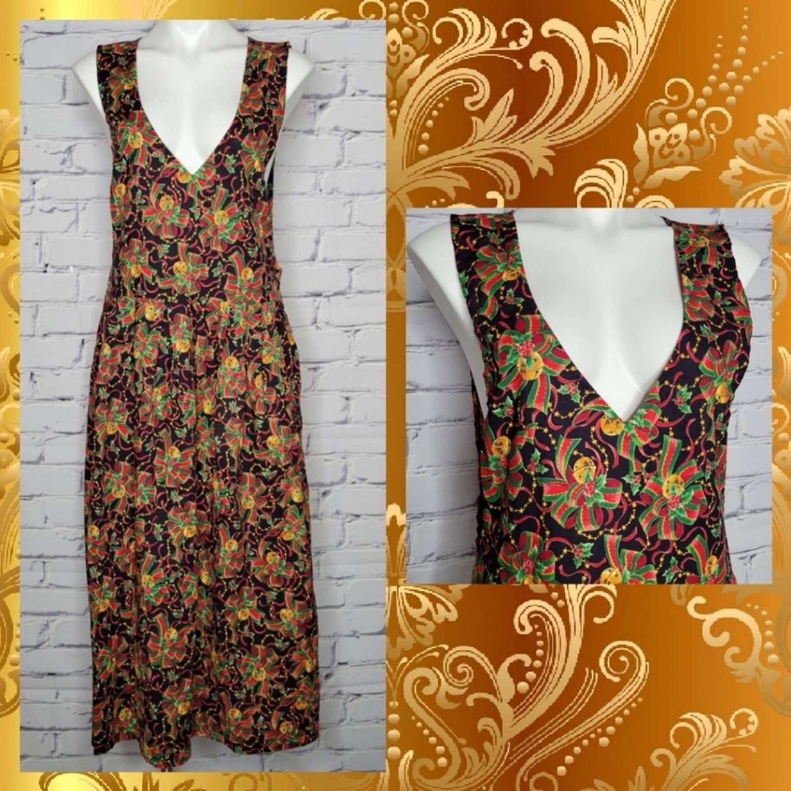 Vintage Christmas Bell Print Jumper Dress by Pam's Closet - Image 2