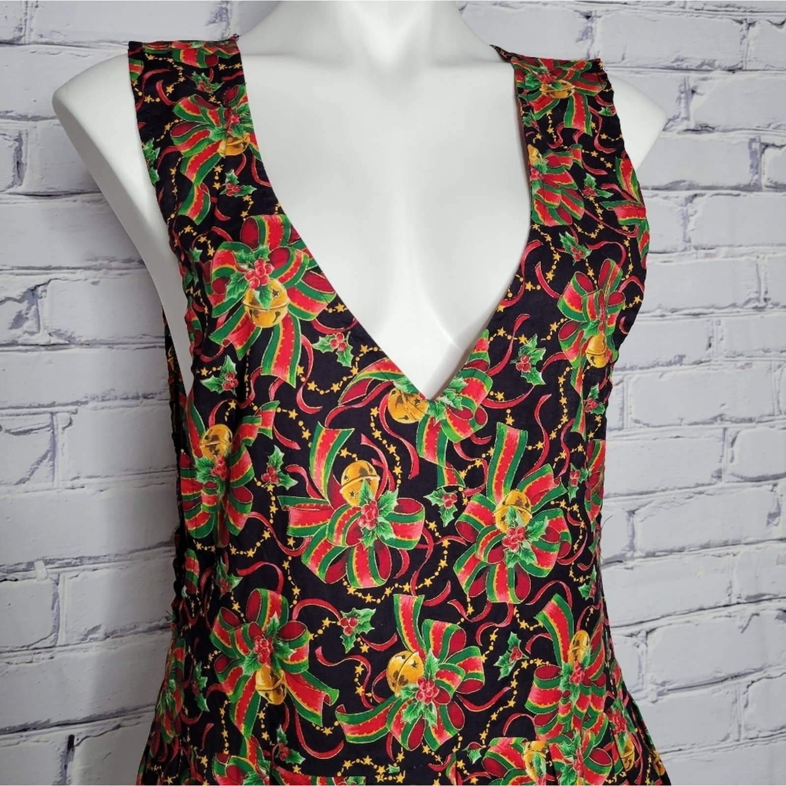 Vintage Christmas Bell Print Jumper Dress by Pam's Closet - Image 3