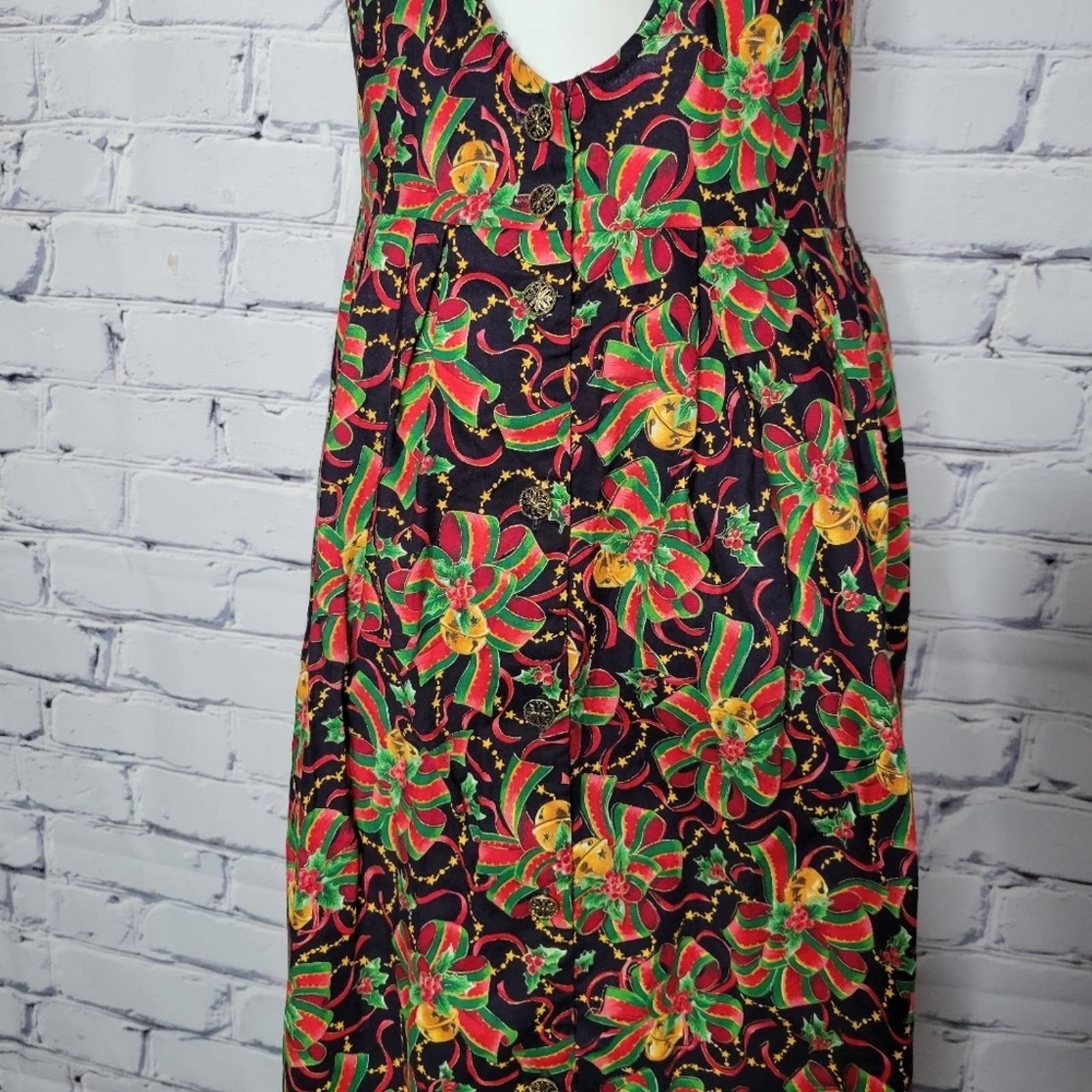 Vintage Christmas Bell Print Jumper Dress by Pam's Closet - Image 4