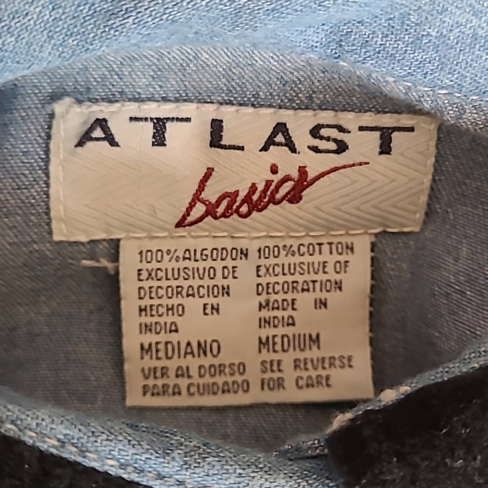 Vintage Christmas Holiday Denim Embroidered Long-Sleeved Collared Shirt by At Last - Image 8