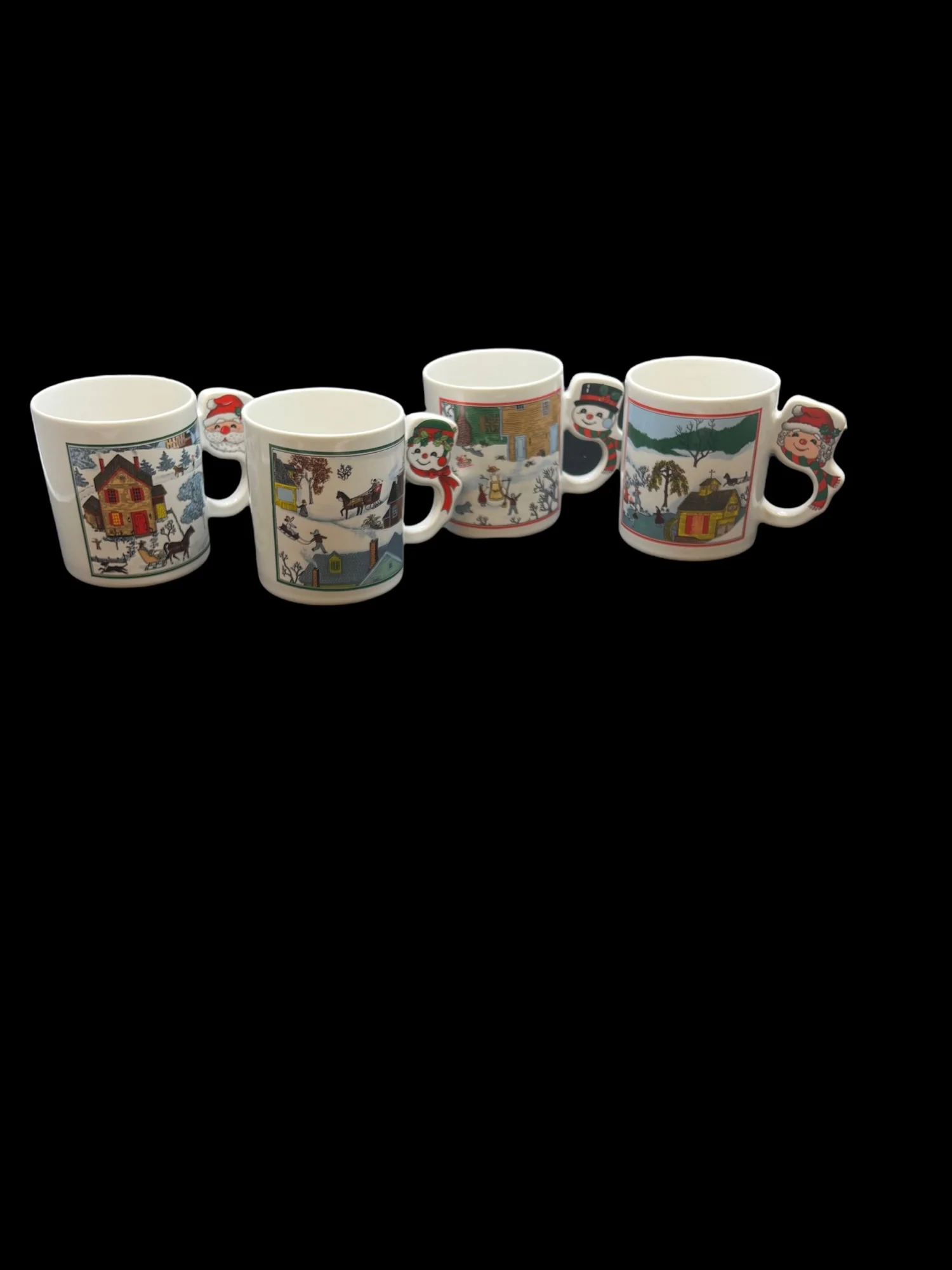 Vintage Christmas Japan Mugs Set 0f 4 Mr and Mrs Claus Mr and Mrs Snowman - Image 13