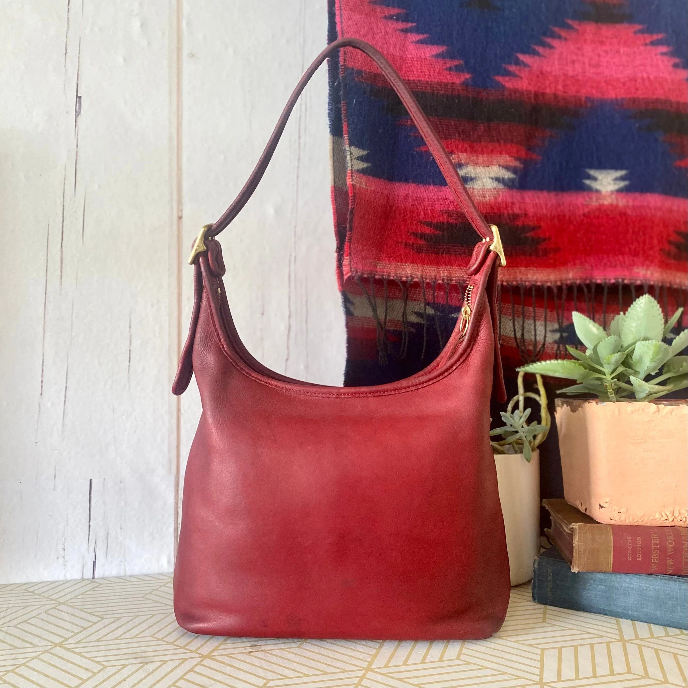 Vintage Coach 00s Legacy Hobo Zip Red Leather Shoulder Bag by Coach - Image 3