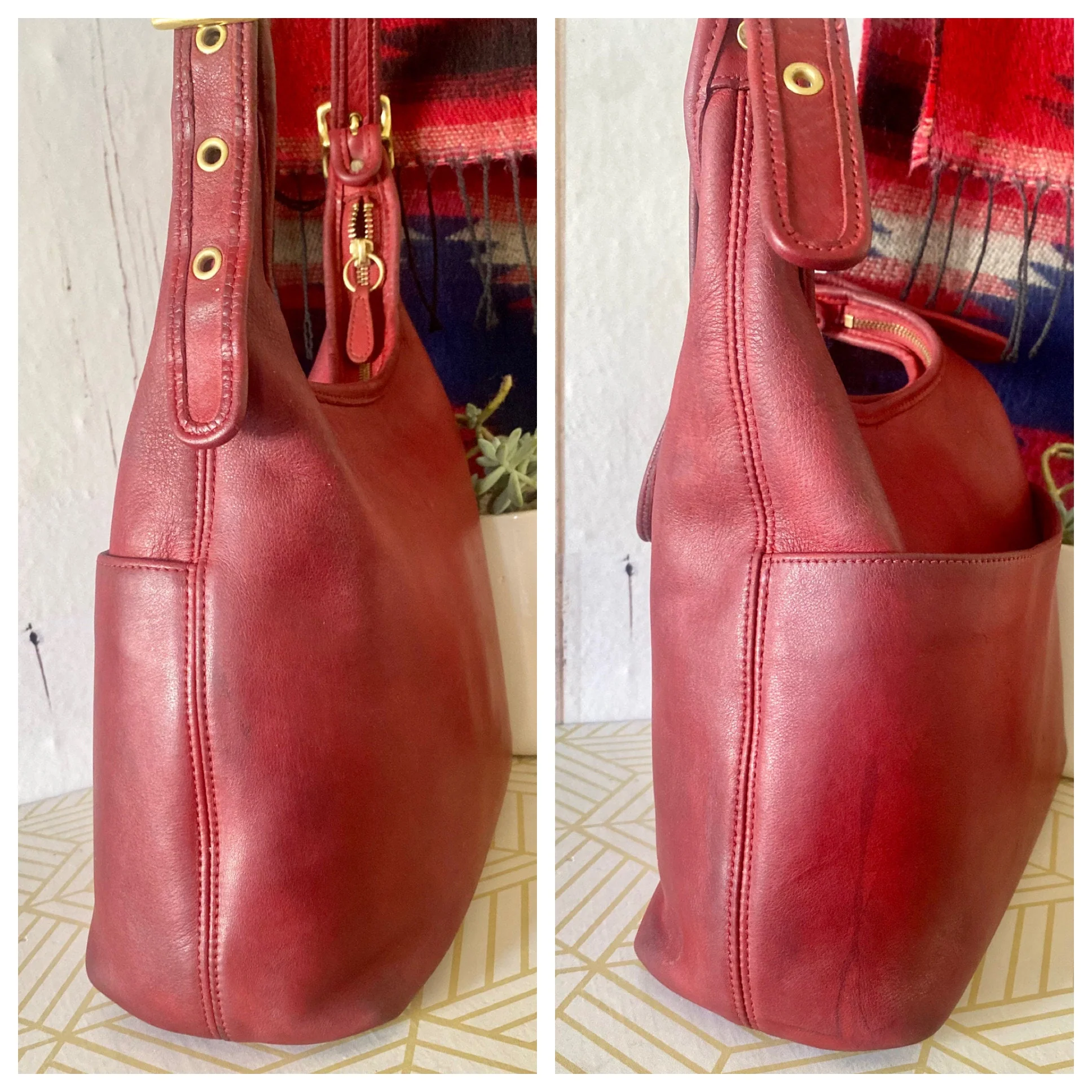 Vintage Coach 00s Legacy Hobo Zip Red Leather Shoulder Bag by Coach - Image 4