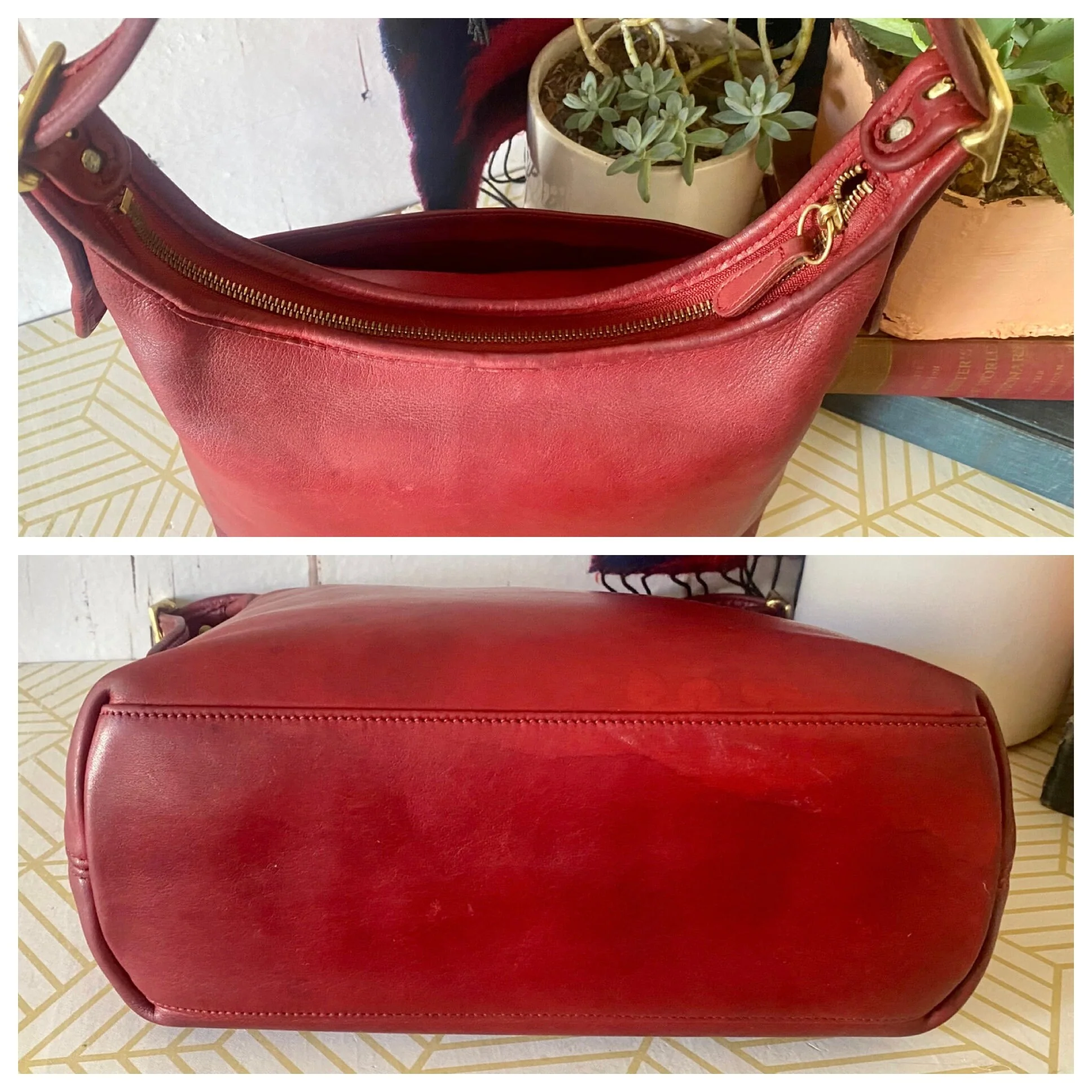 Vintage Coach 00s Legacy Hobo Zip Red Leather Shoulder Bag by Coach - Image 5