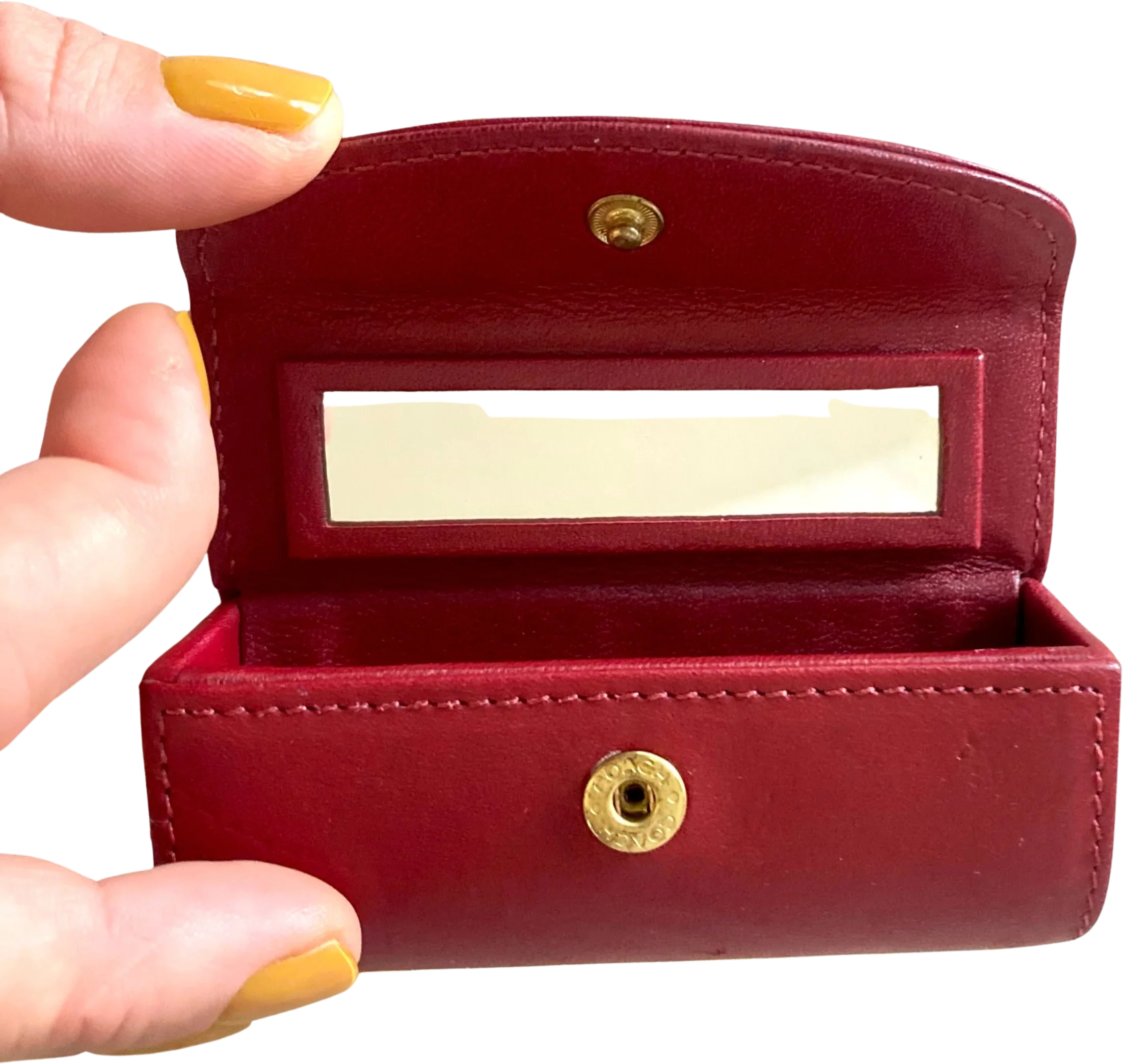 Vintage Coach 90s Lipstick Holder Cherry Red Leather by Coach