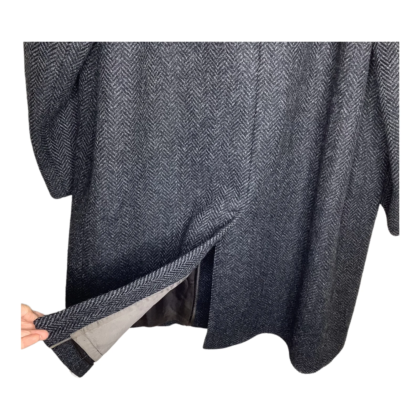 Vintage Coat Herringbone Tweed Wool Large Original British Material by ladage & oelke - Image 7