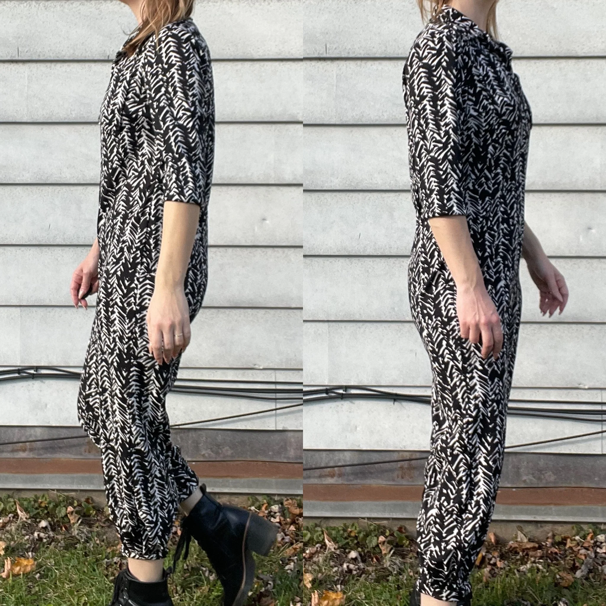 Vintage Collared Jumpsuit With Pockets | Zip Up - Image 3