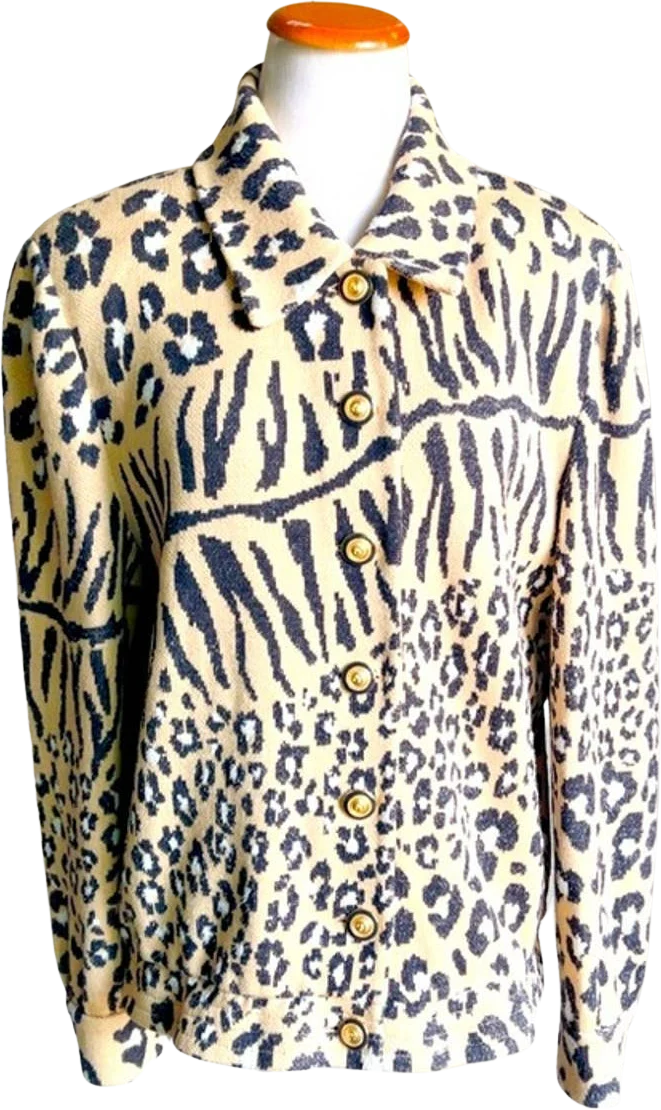 Vintage Collection Animal Print Cardigan Jacket Large Business Career by St John