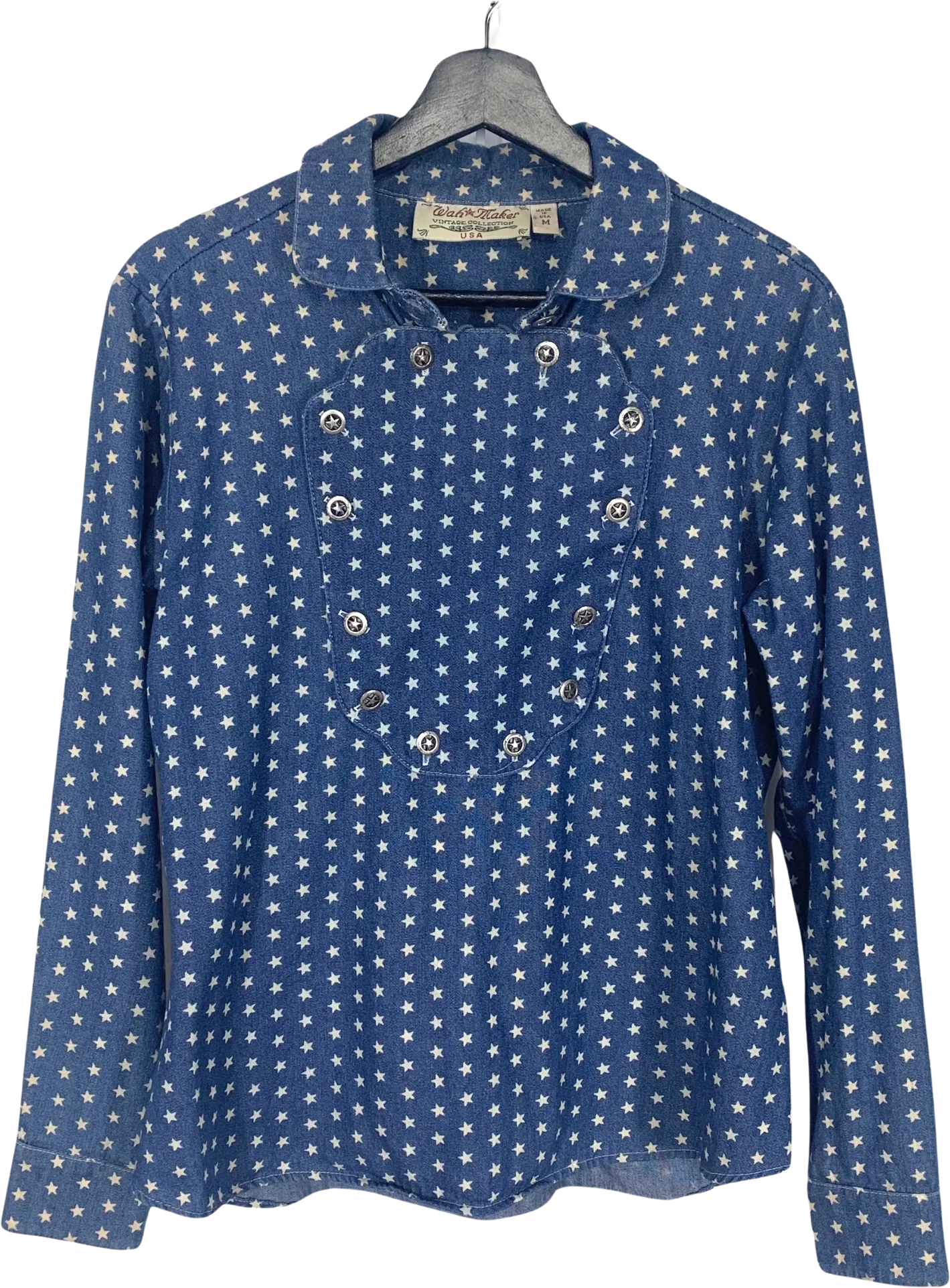 Vintage Collection Blue Micro Star Print Top Medium by wah maker