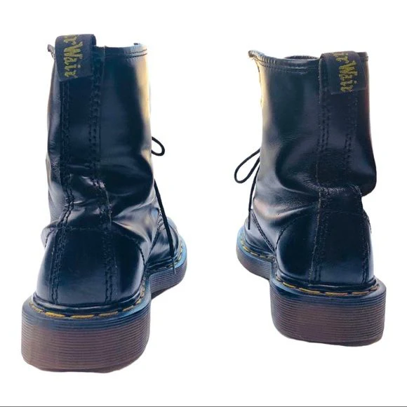 Vintage Combat Boots 8-Eye Lace-Up Docs Black Leather Womens Uk 3 by Dr Martens - Image 7