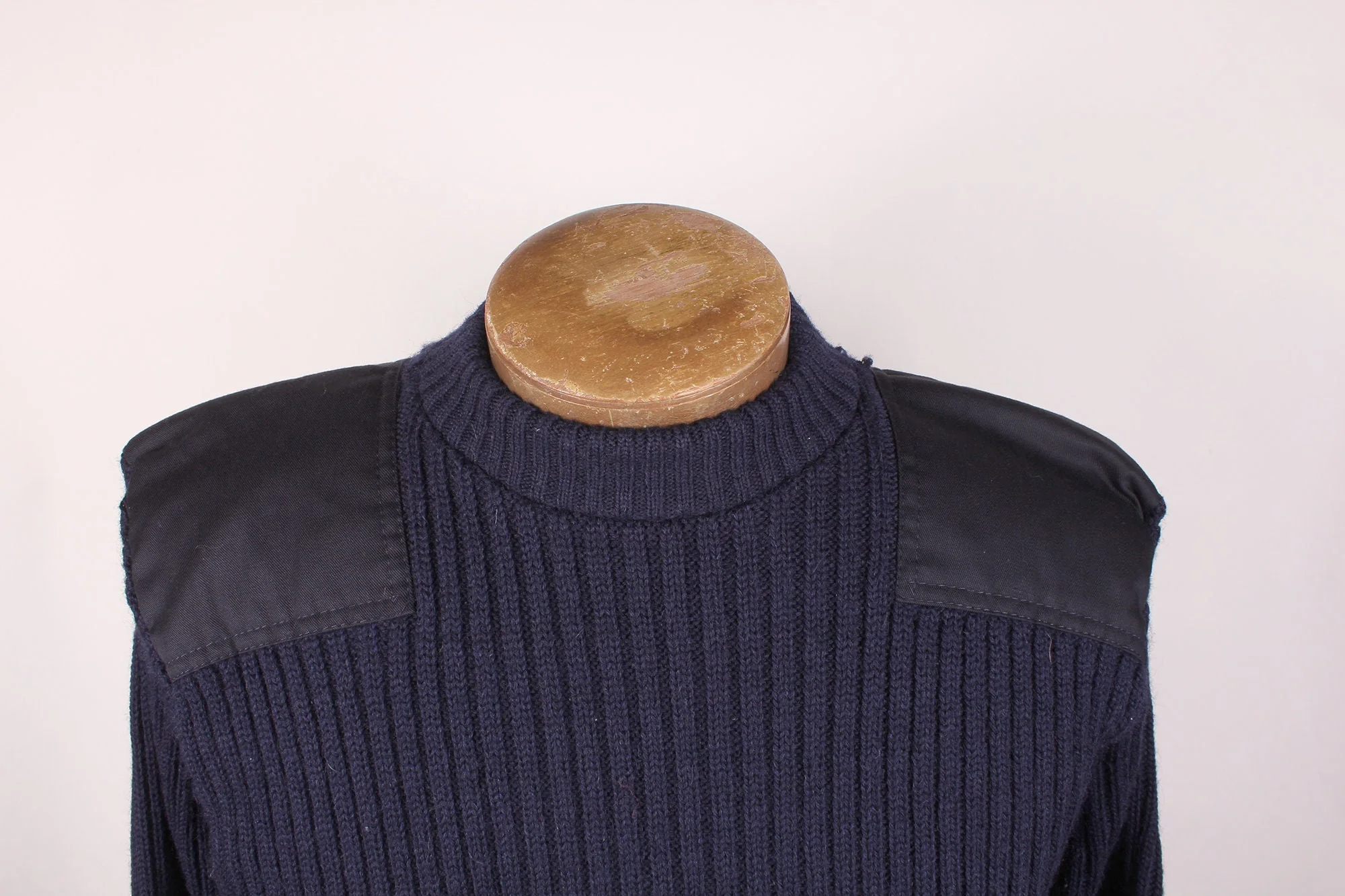 Vintage Commando by Jack Young Brand Black Men's Military Epaulets Navy Wool Pullover Sweater by Commando By Jack Young - Image 3