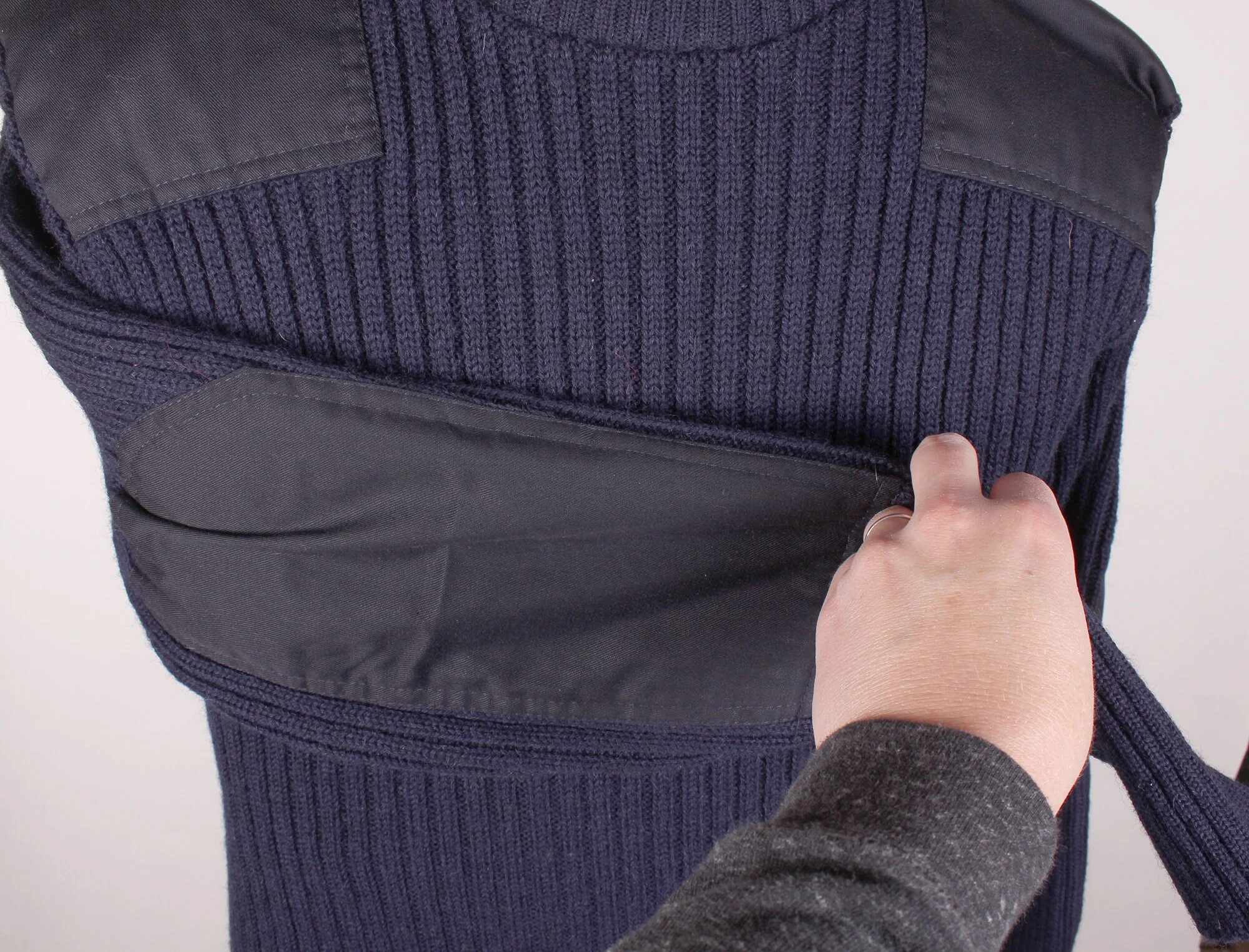 Vintage Commando by Jack Young Brand Black Men's Military Epaulets Navy Wool Pullover Sweater by Commando By Jack Young - Image 4