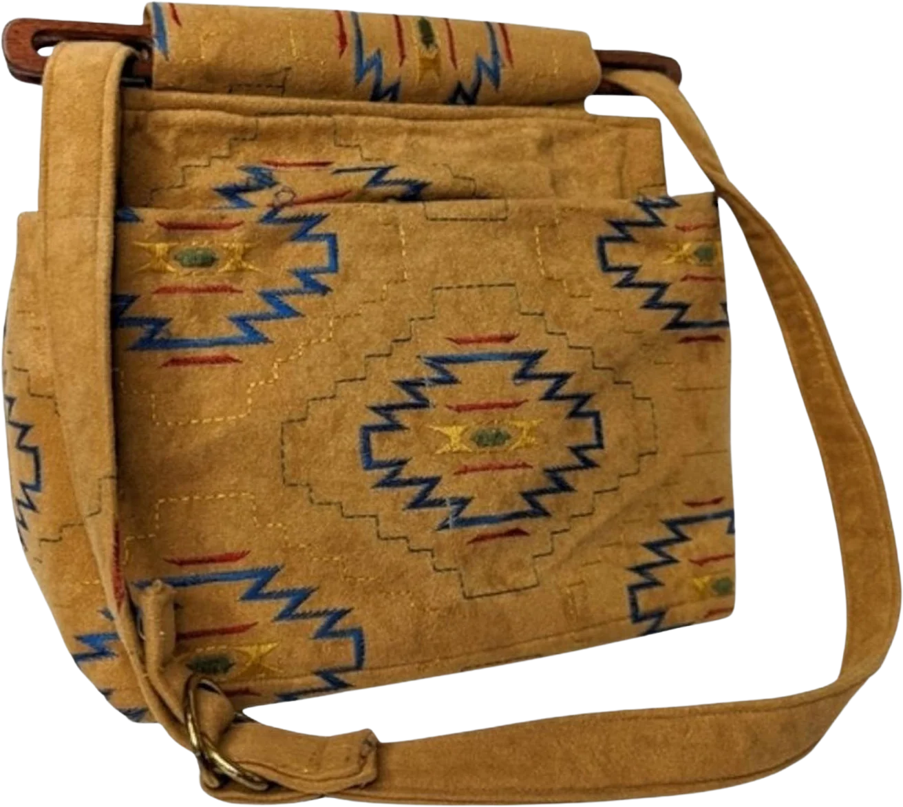 Vintage Convertible Tapestry Tote Bag Geometrical Earth Tones