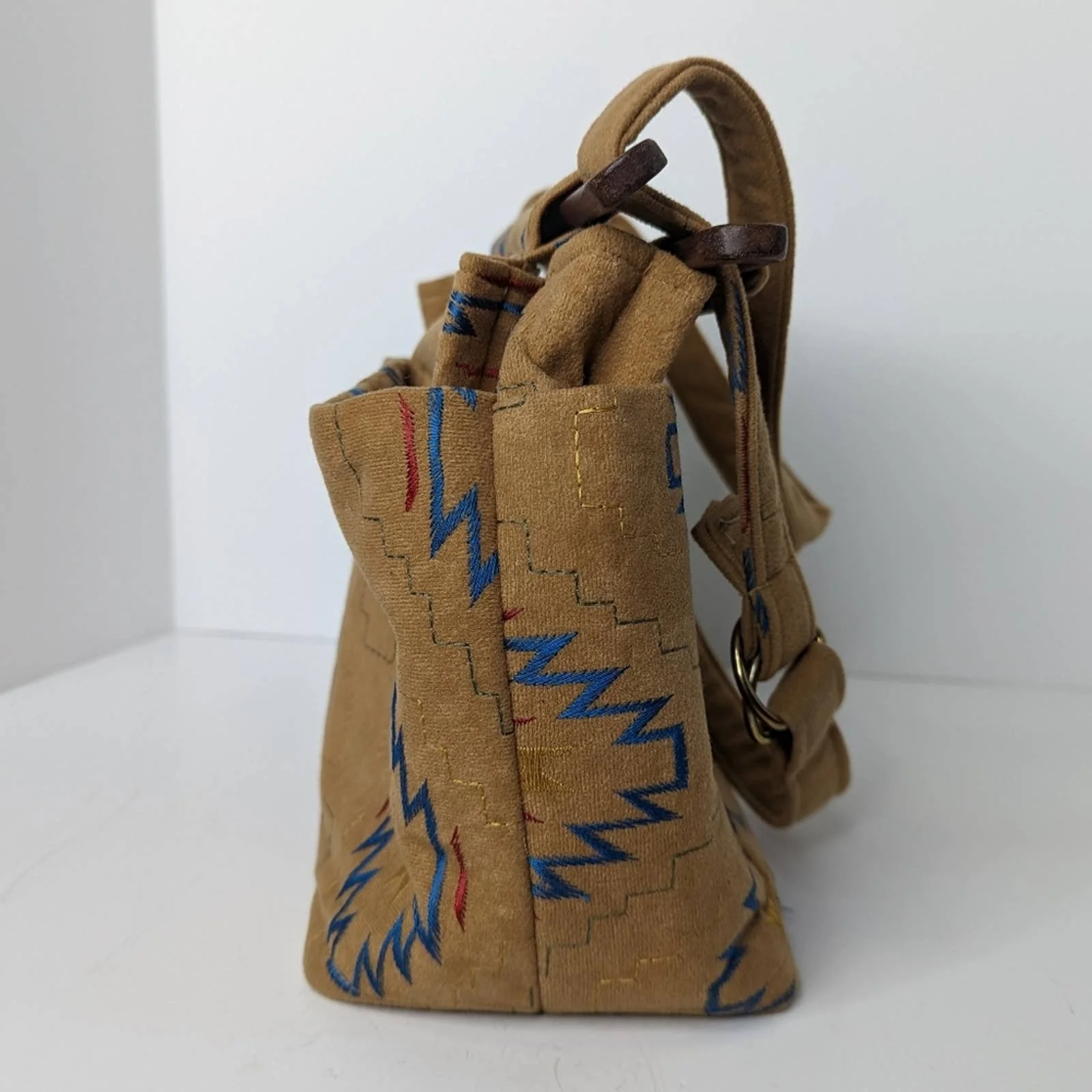 Vintage Convertible Tapestry Tote Bag Geometrical Earth Tones - Image 10