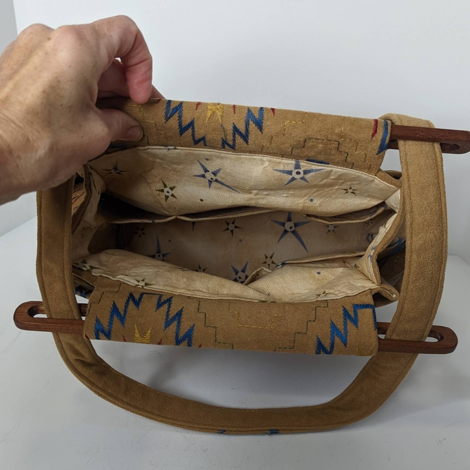 Vintage Convertible Tapestry Tote Bag Geometrical Earth Tones - Image 12