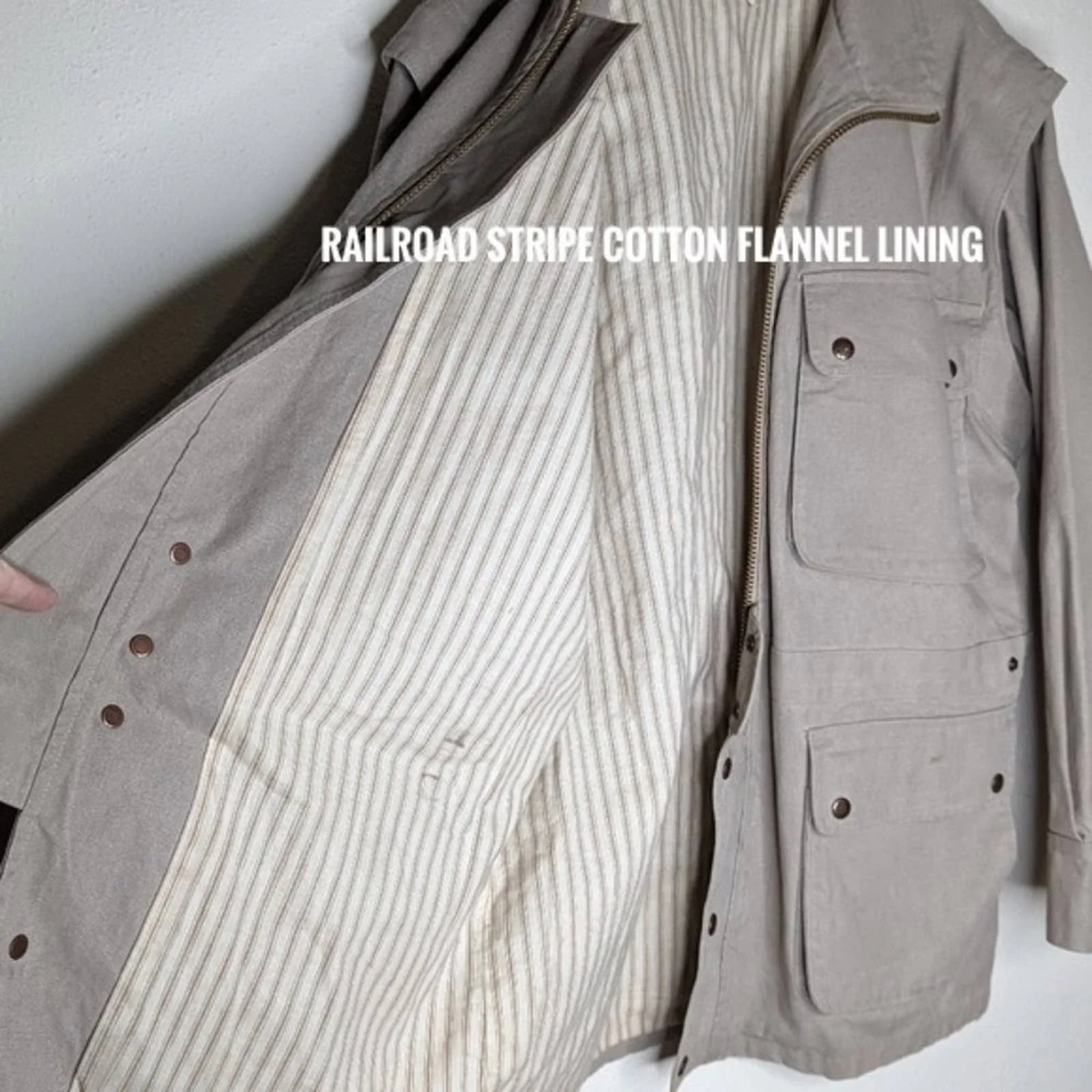 Vintage Cotton Canvas Convertible Cruiser Field Coat Vest Jacket Australian L - Image 6