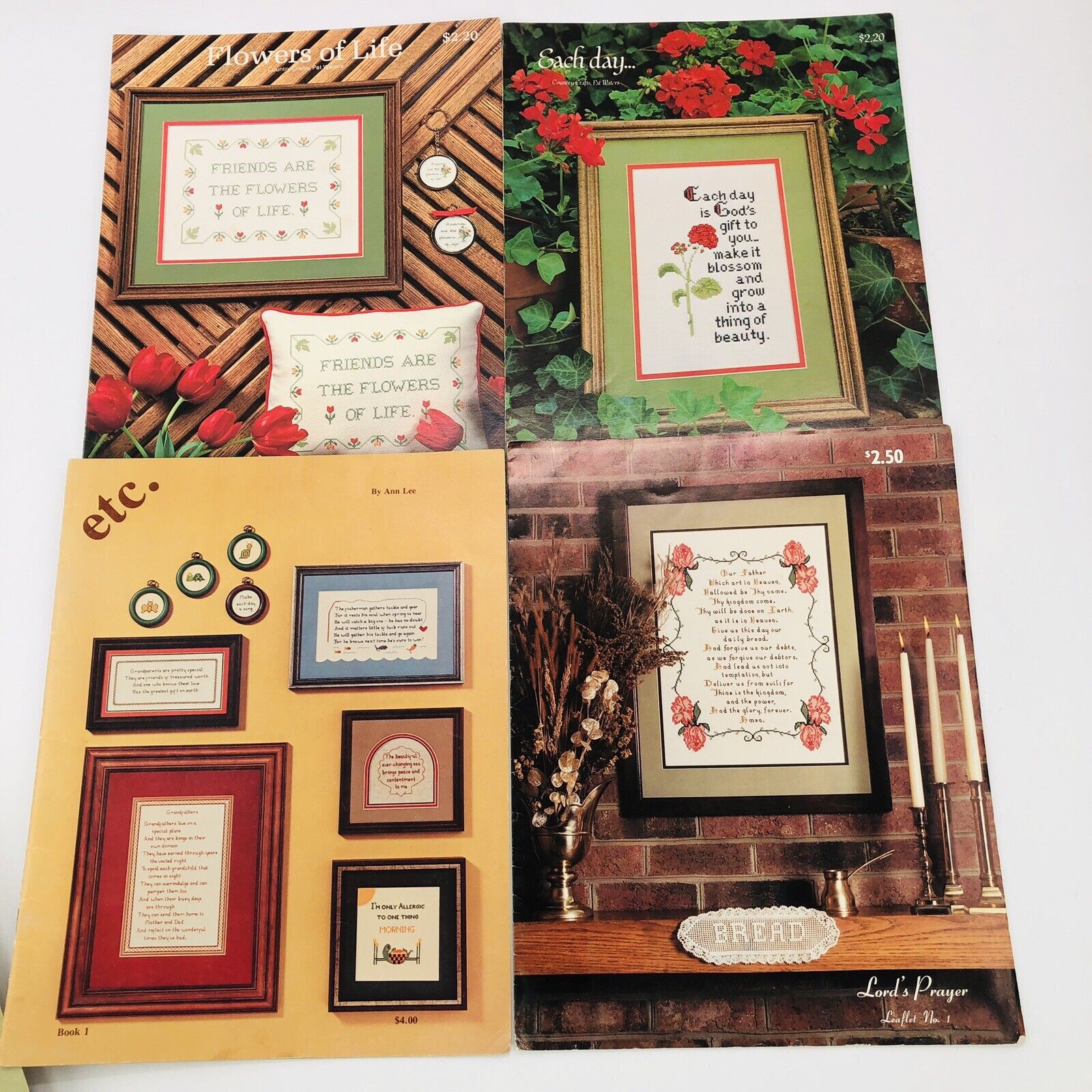 Vintage Counted Cross Stitch Patterns Books Leaflets Variety Lot Sayings Family by Leisure Arts - Image 2