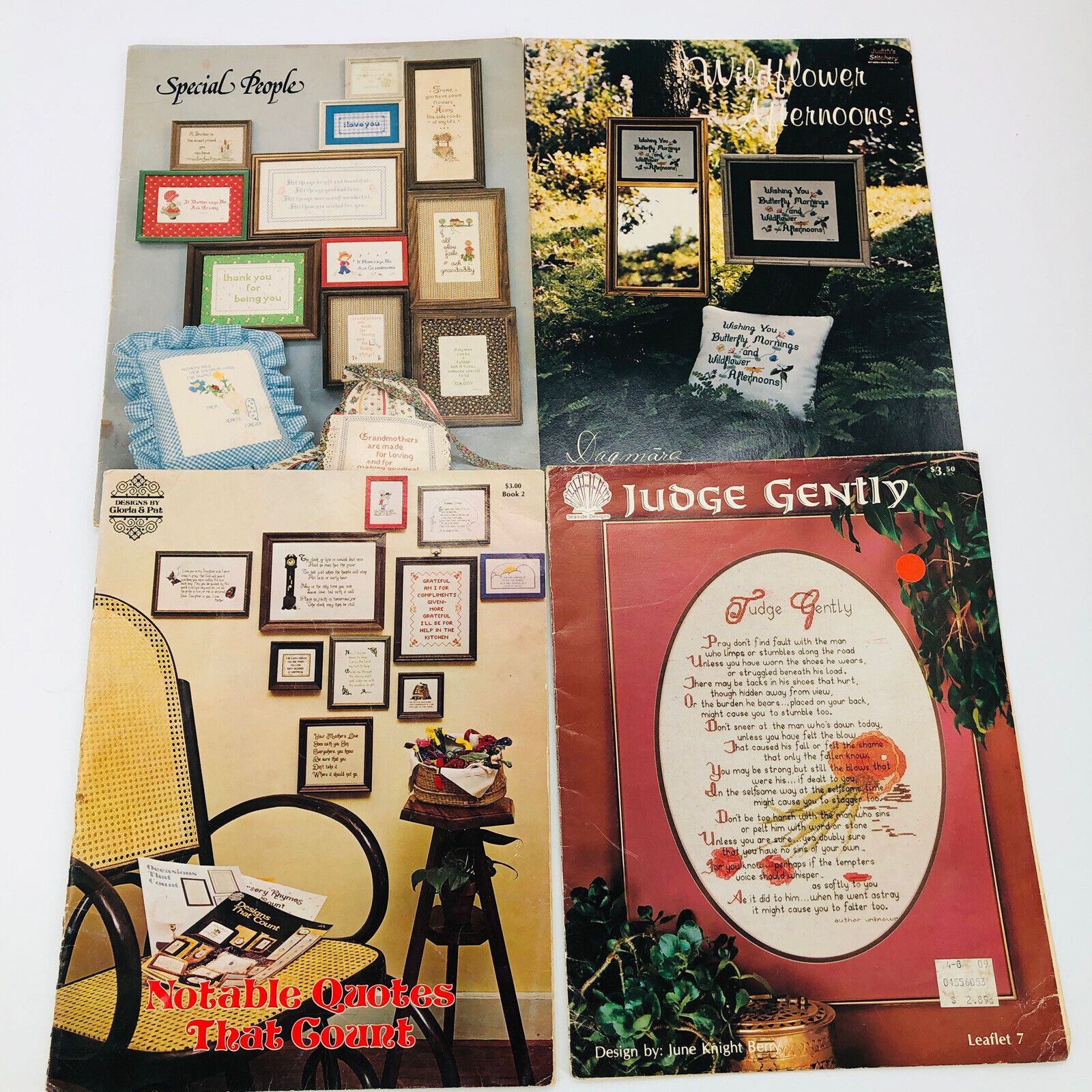 Vintage Counted Cross Stitch Patterns Books Leaflets Variety Lot Sayings Family by Leisure Arts - Image 4