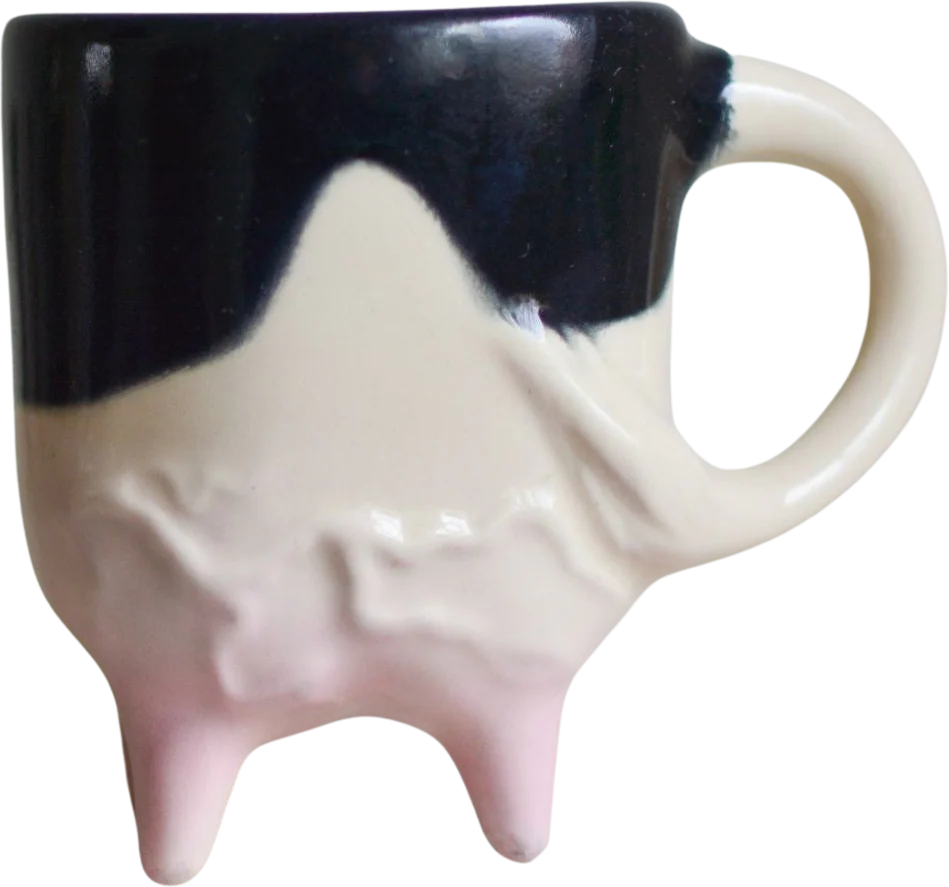 Vintage Cow Coffee Mug Black and White Ceramic Handmade