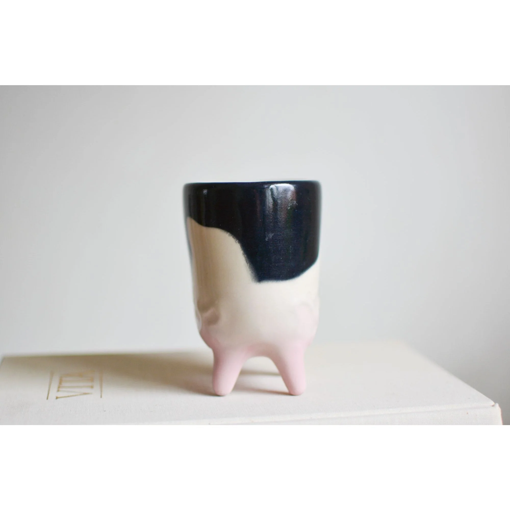 Vintage Cow Coffee Mug Black and White Ceramic Handmade - Image 3