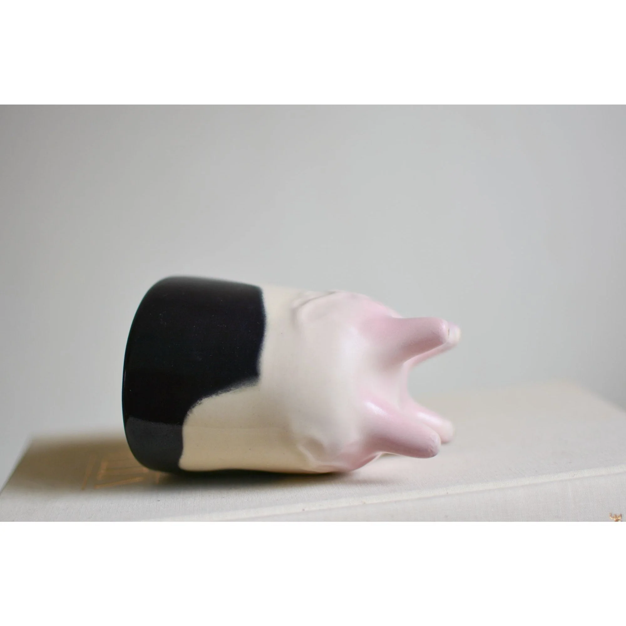 Vintage Cow Coffee Mug Black and White Ceramic Handmade - Image 4
