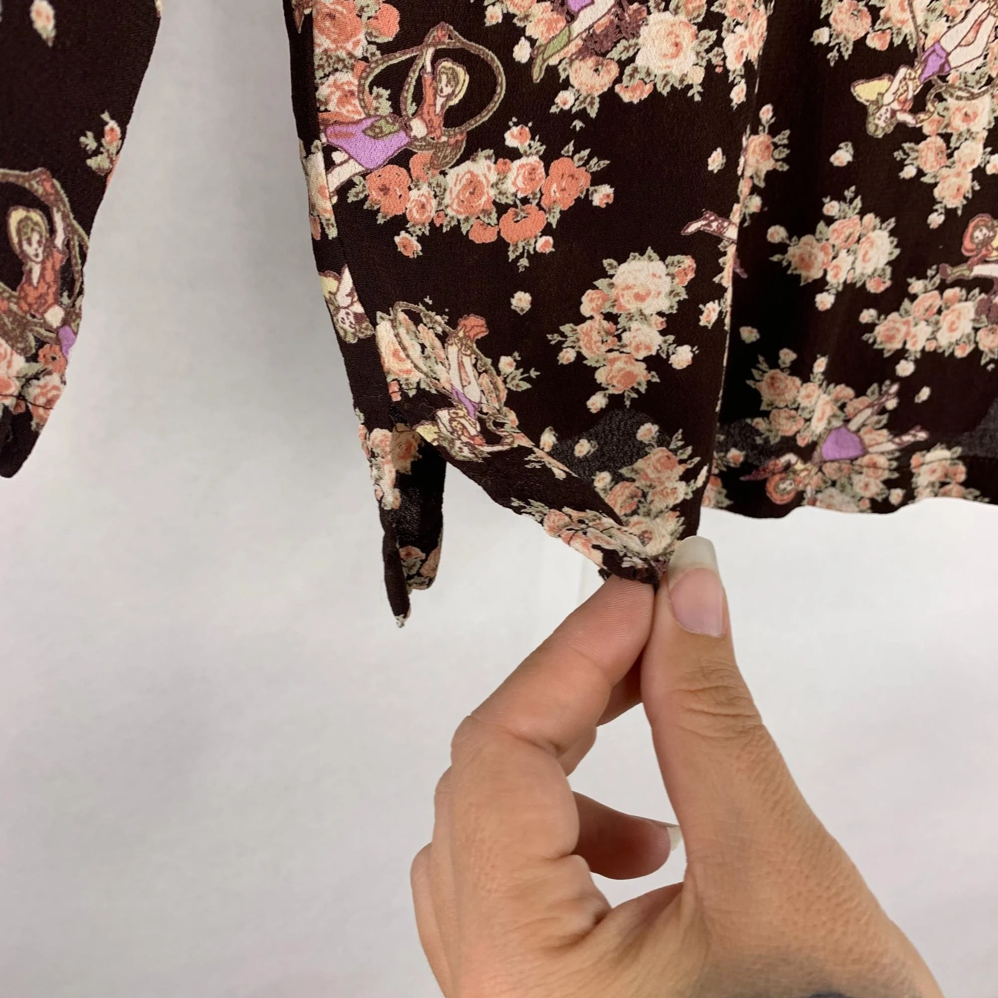 Vintage Cowgirl Brown Long Button Up Print Top Small by Loco Lindo - Image 10