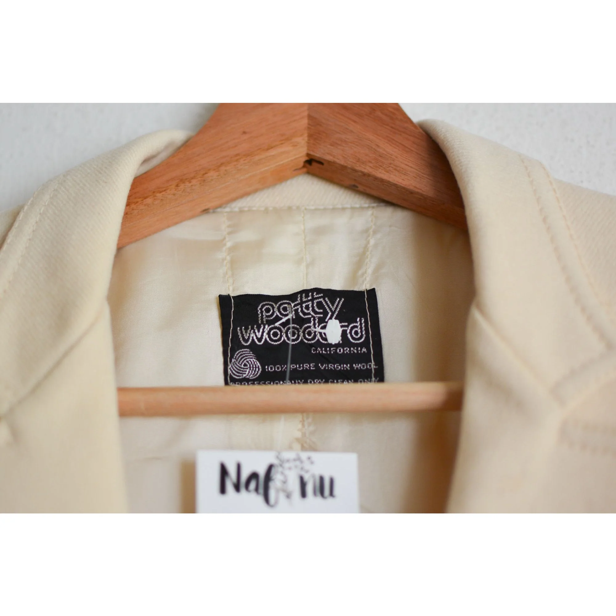 Vintage Cream Blazer Wool Buttoned Down Jacket Size Small Pockets by Patty Woodard - Image 3
