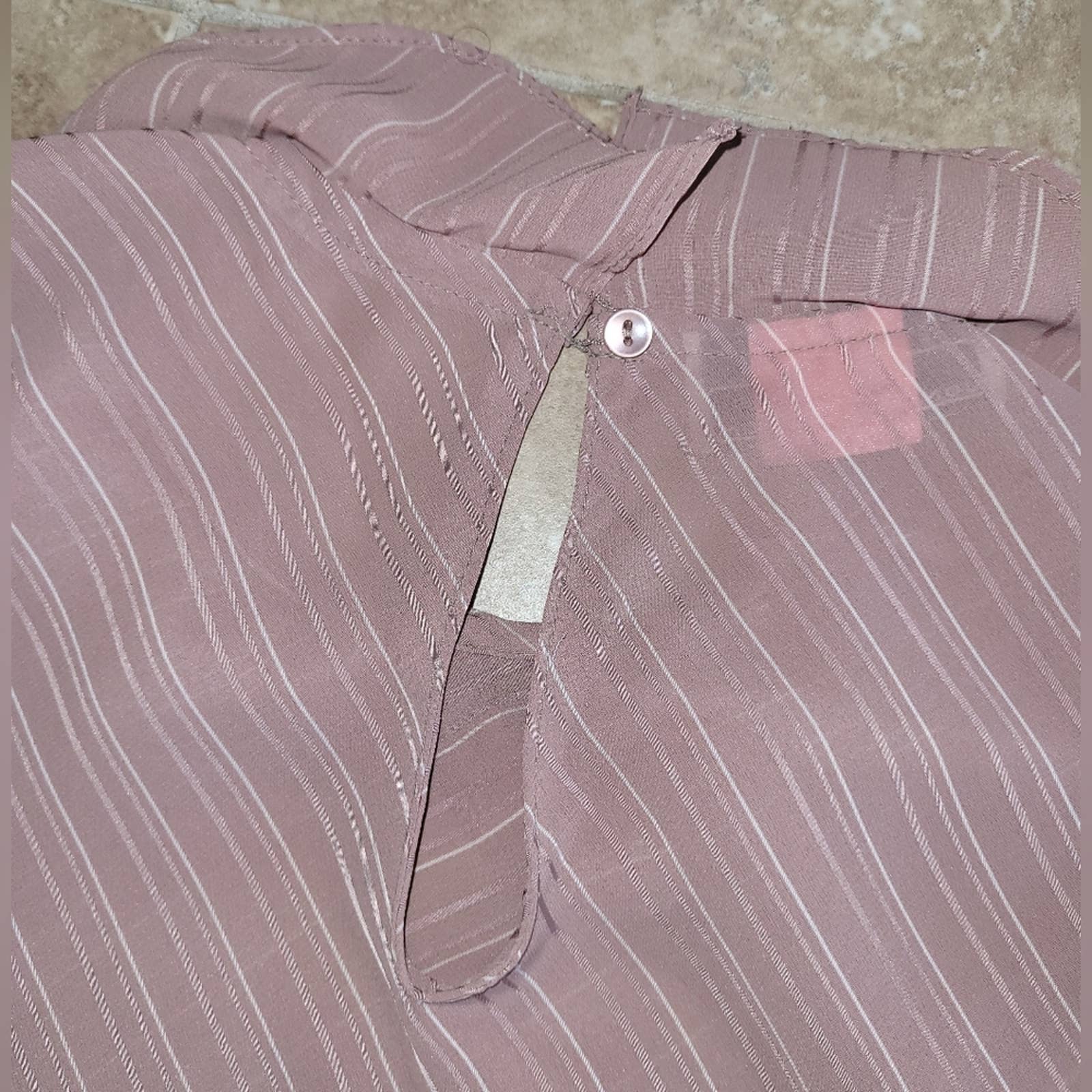 Vintage Crepe Pink and White Striped Sheath Belted Dress with Ruffles by Jonathan martin - Image 5