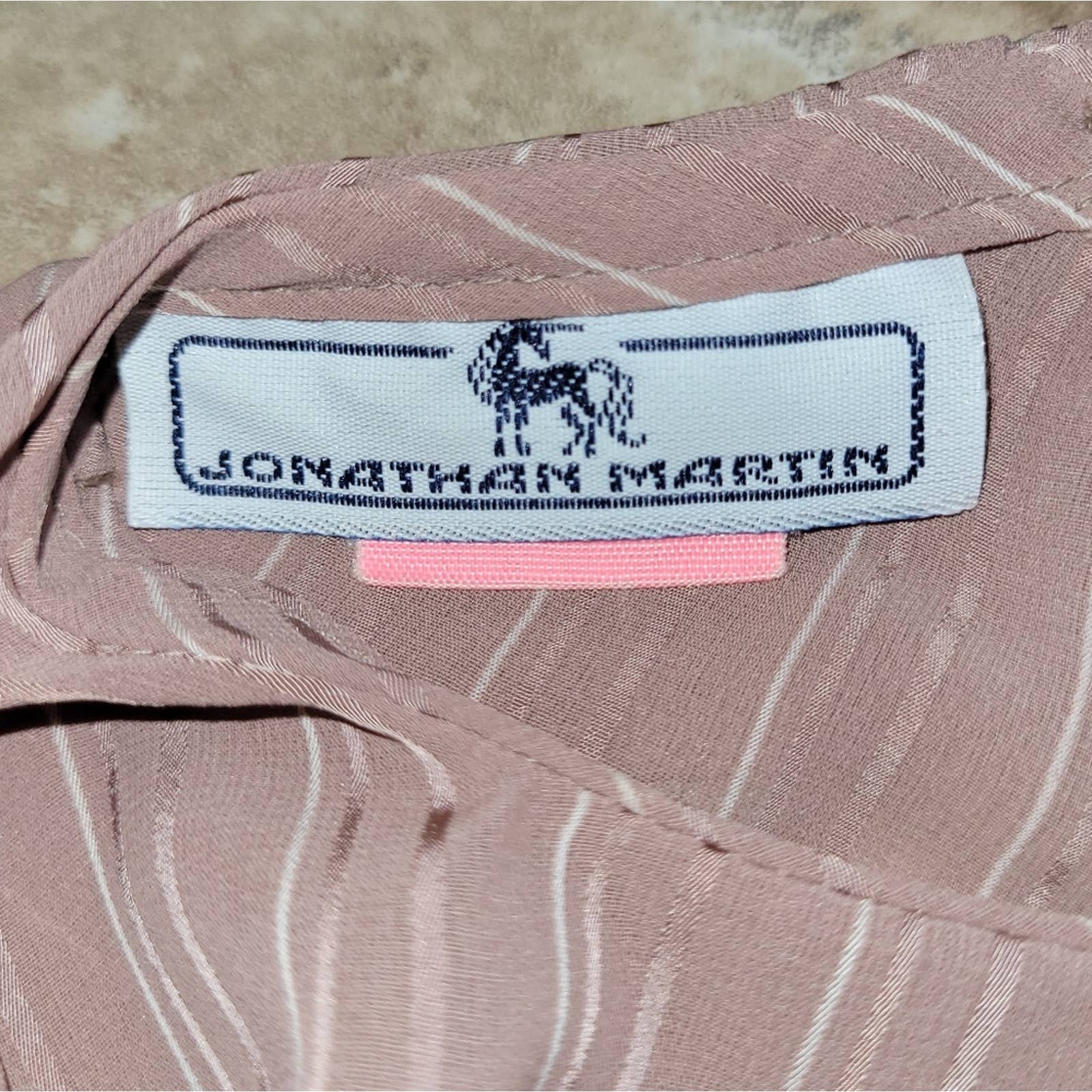 Vintage Crepe Pink and White Striped Sheath Belted Dress with Ruffles by Jonathan martin - Image 8