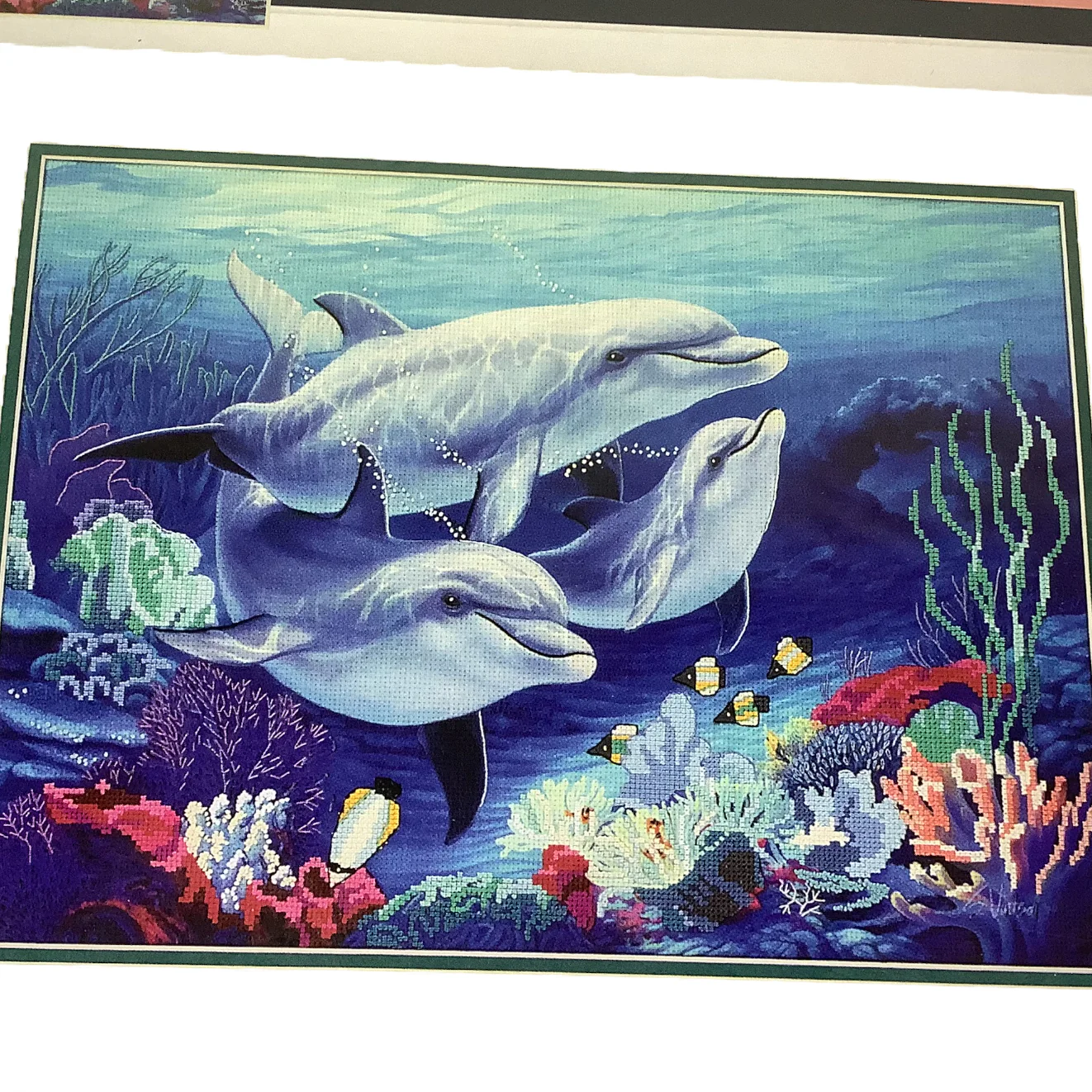 Vintage Cross Stitch Kit Dolphins Underwater Tranquility Sherry Vintson by Sunset - Image 2