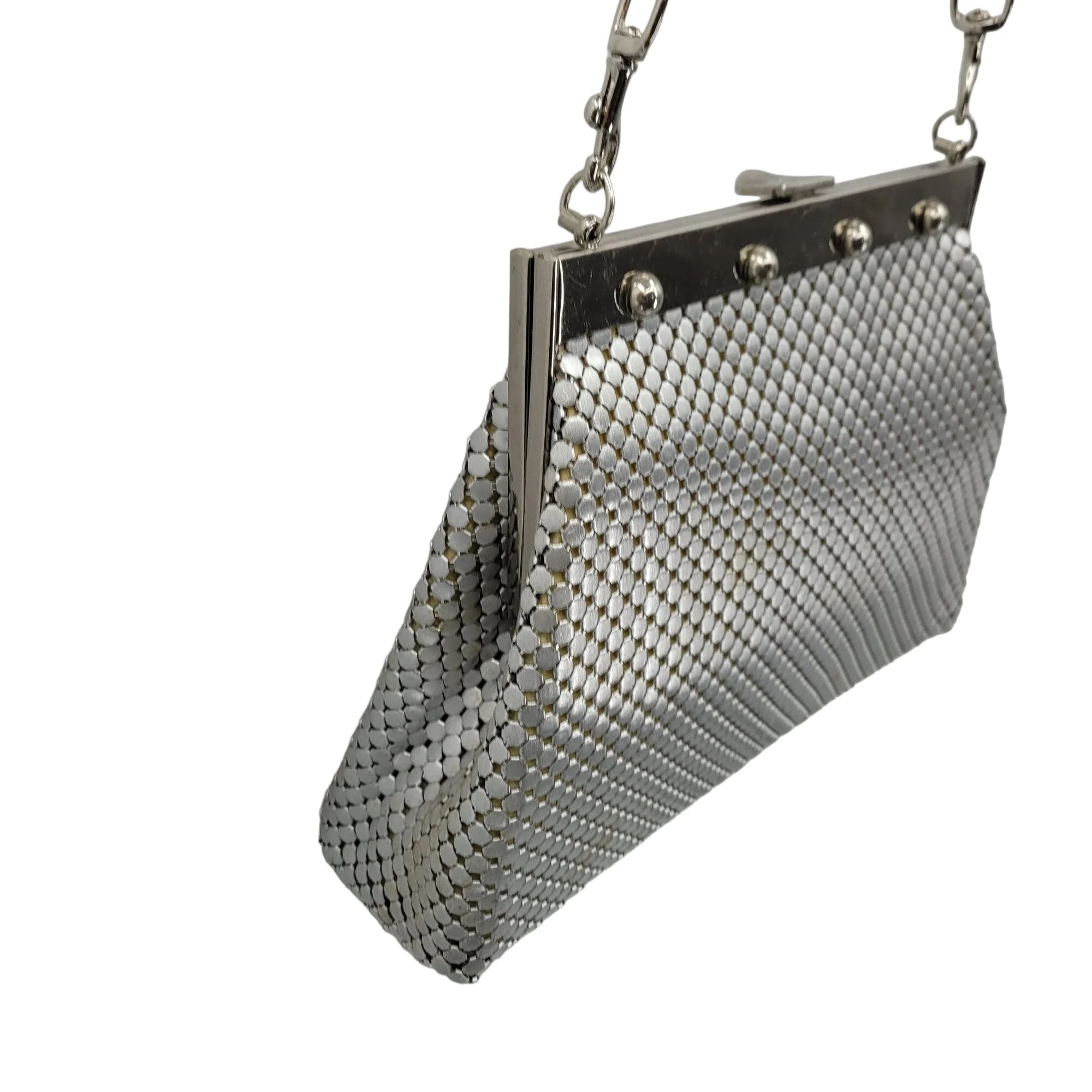 Vintage Crossbody Bag Metal Mesh Frame Clasp Silver Metallic by Whiting and Davis - Image 7