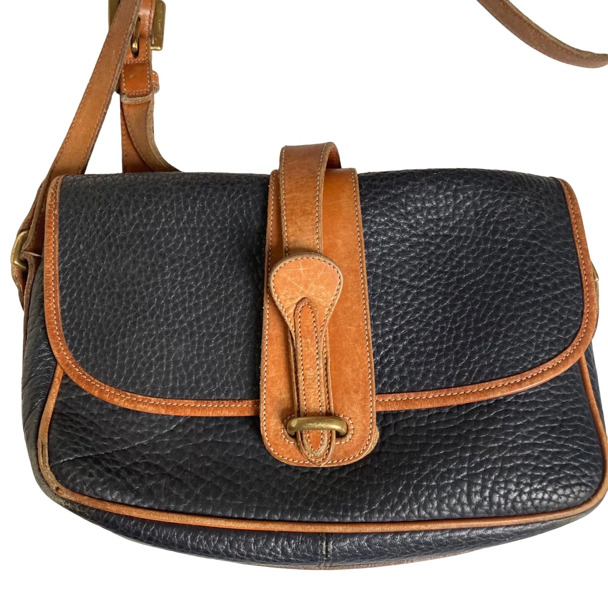 Vintage Crossbody Bag Two Tone Black Brown Leather by Dooney & Bourke - Image 3