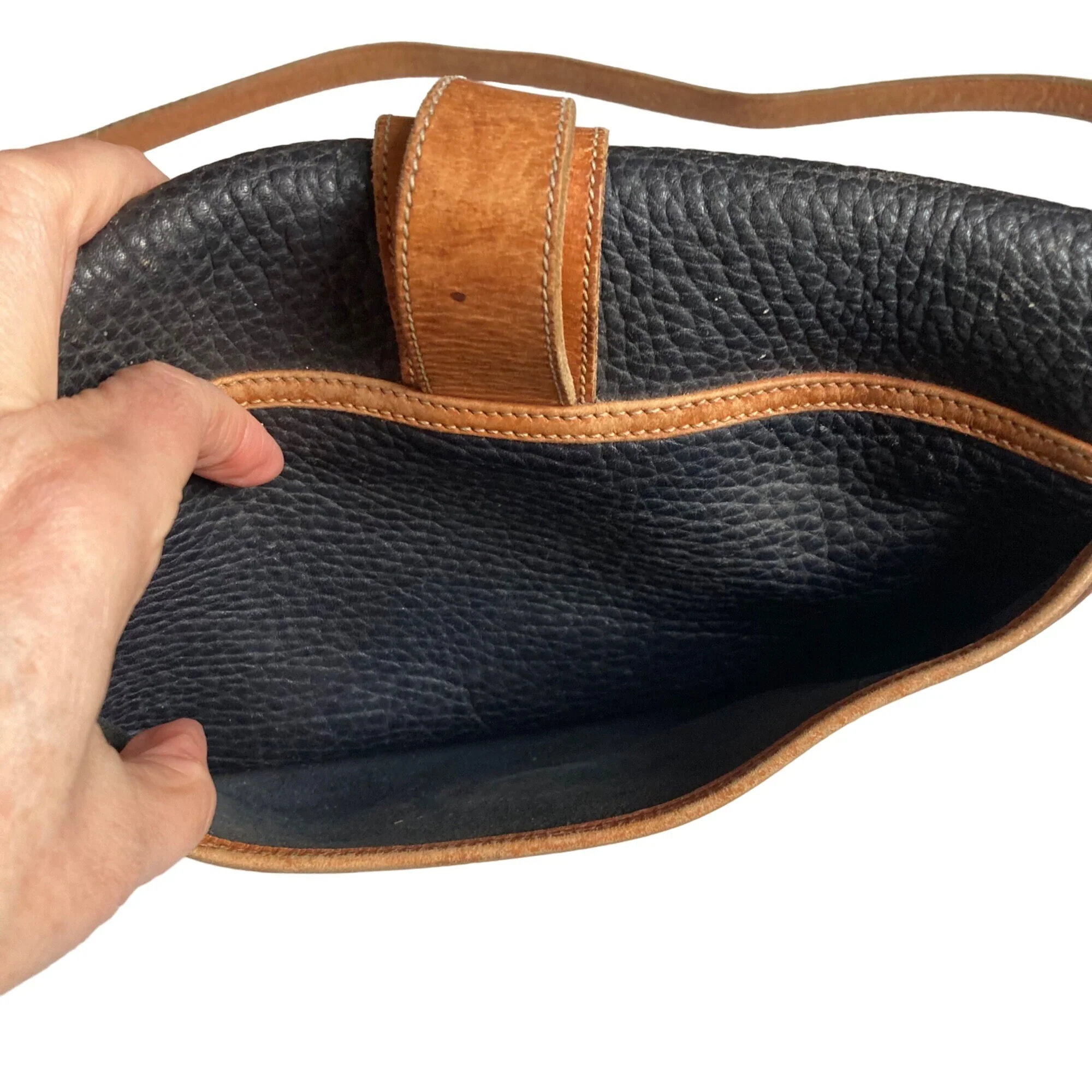 Vintage Crossbody Bag Two Tone Black Brown Leather by Dooney & Bourke - Image 8