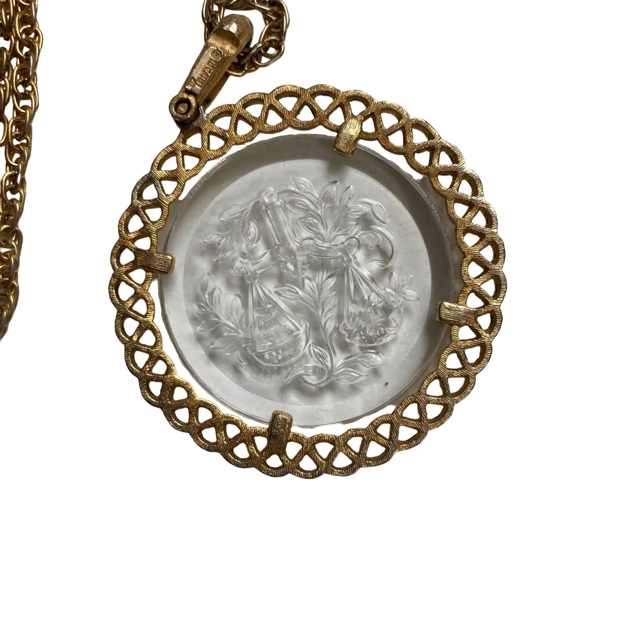 Vintage Crown Pendant Necklace Libra Scales Zodiac Astrology by Trifari - Image 8