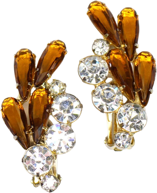 Vintage Crystal Ear Crawler Statement Earrings