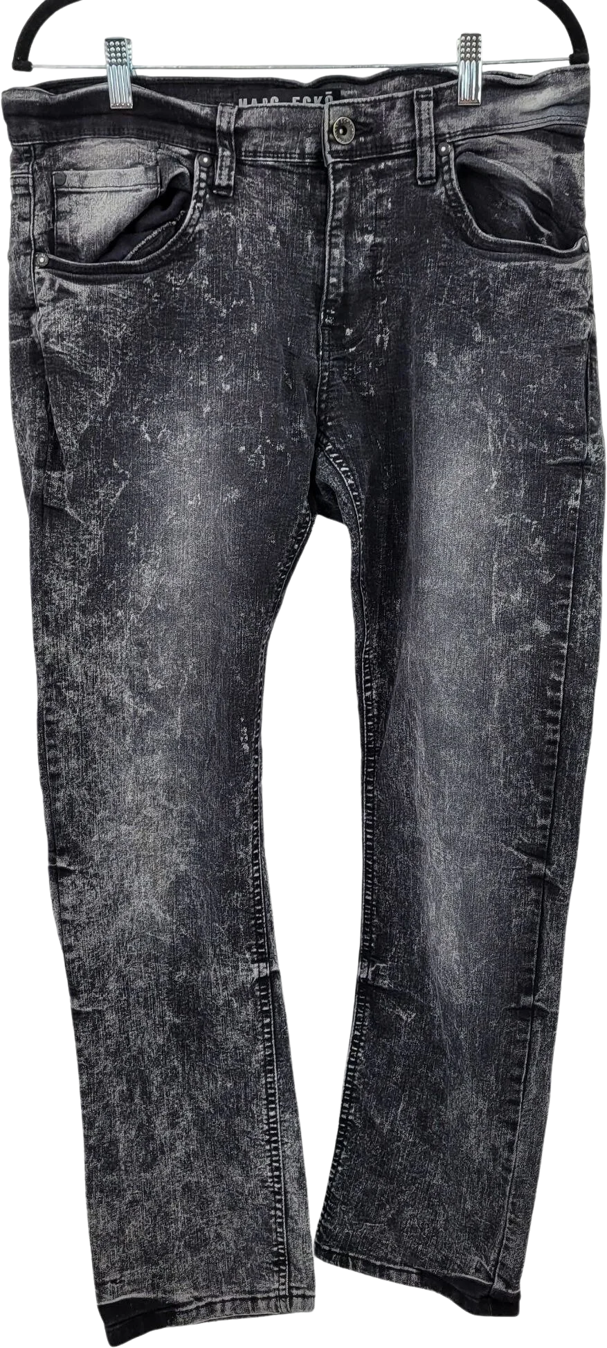 Vintage Cut and Sew Mens Jeans Black Bleach Splatter Acid Rinse 34 X 32 by Marc Ecko