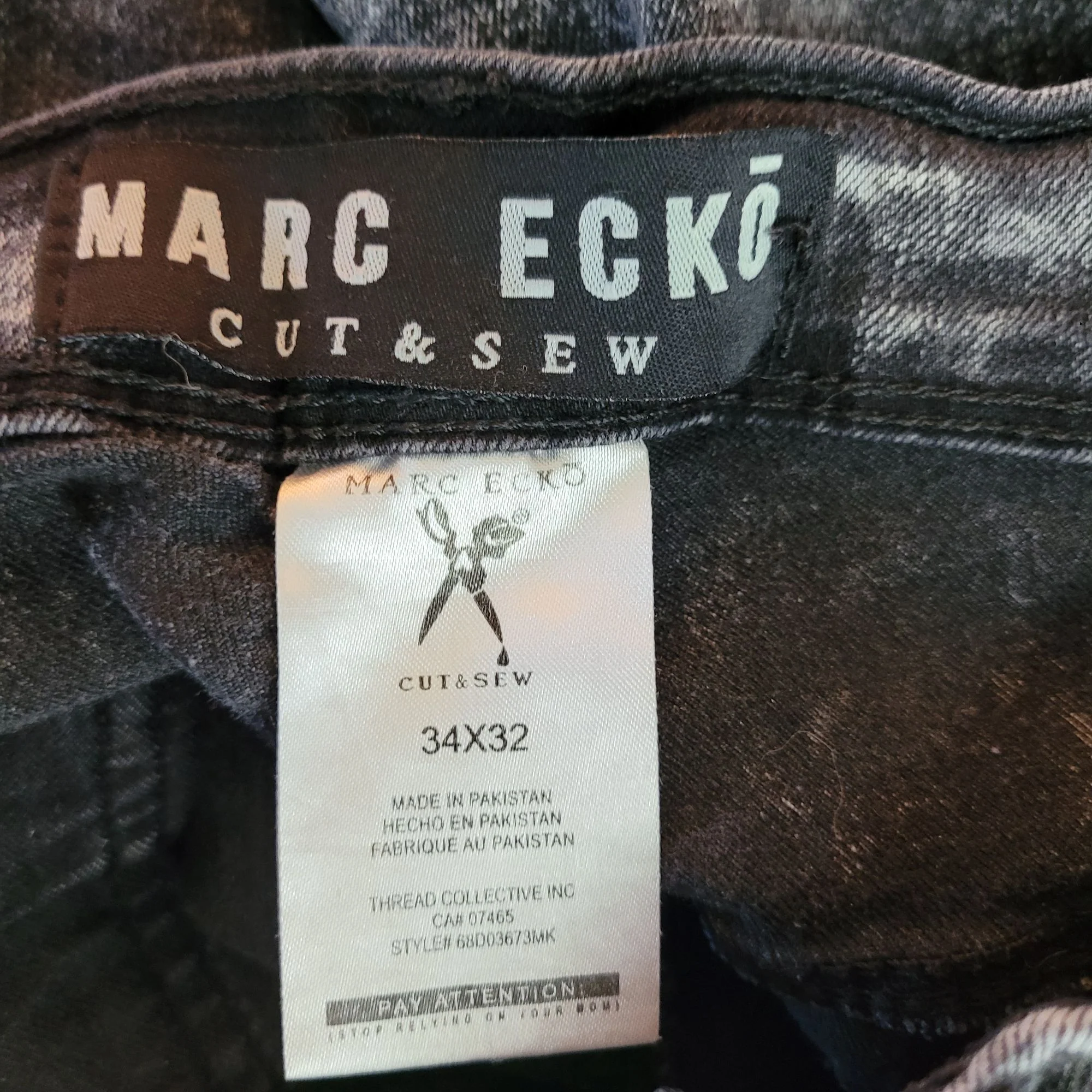 Vintage Cut and Sew Mens Jeans Black Bleach Splatter Acid Rinse 34 X 32 by Marc Ecko - Image 10