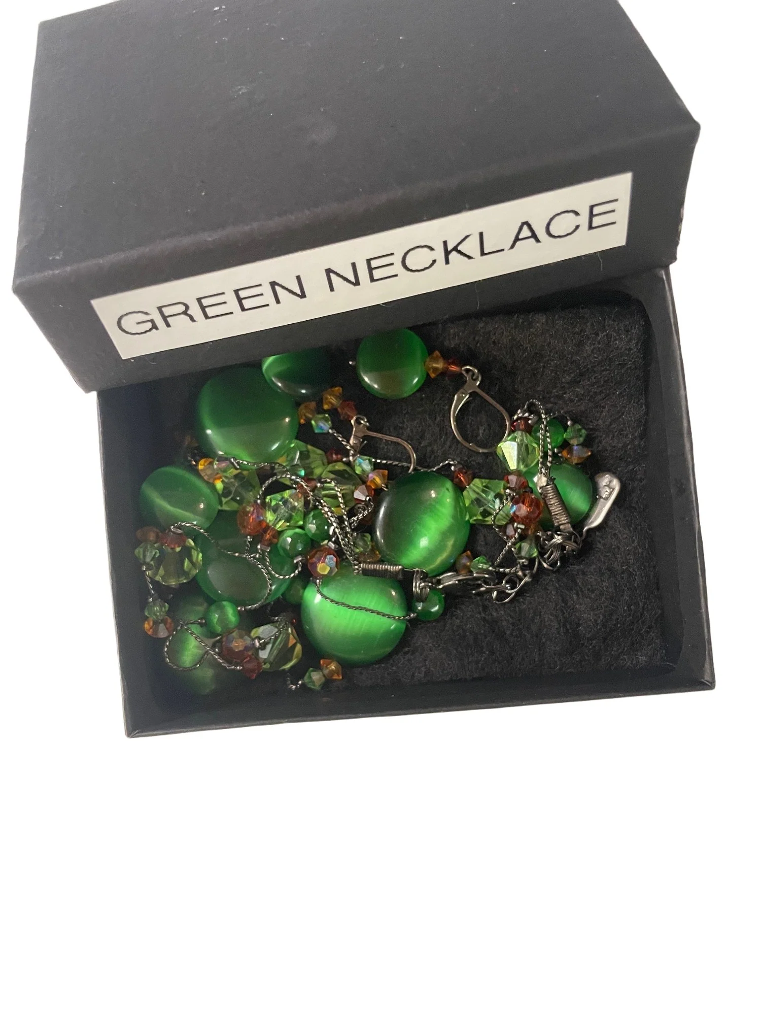Vintage Dabby Reid Green Crystal Necklace and Earrings Set by Dabby Reid - Image 6