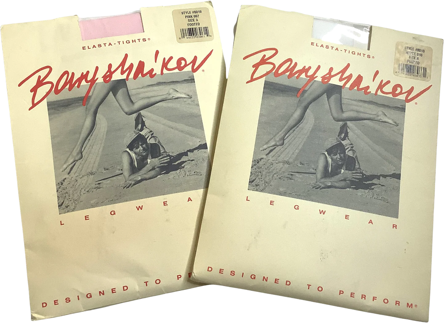 Vintage Dance Tights 90s Aerobic Ballet a Xs/s Footed White Pink Lot by Baryshnikov