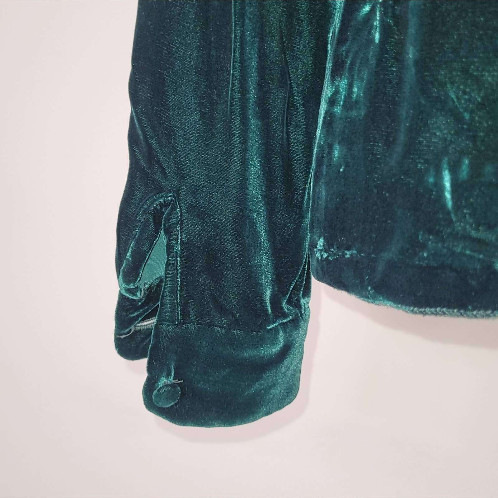 Vintage Dark Green Velvet Silk Blend Button-Down Blouse - Sz Small by Ralph Lauren - Image 3