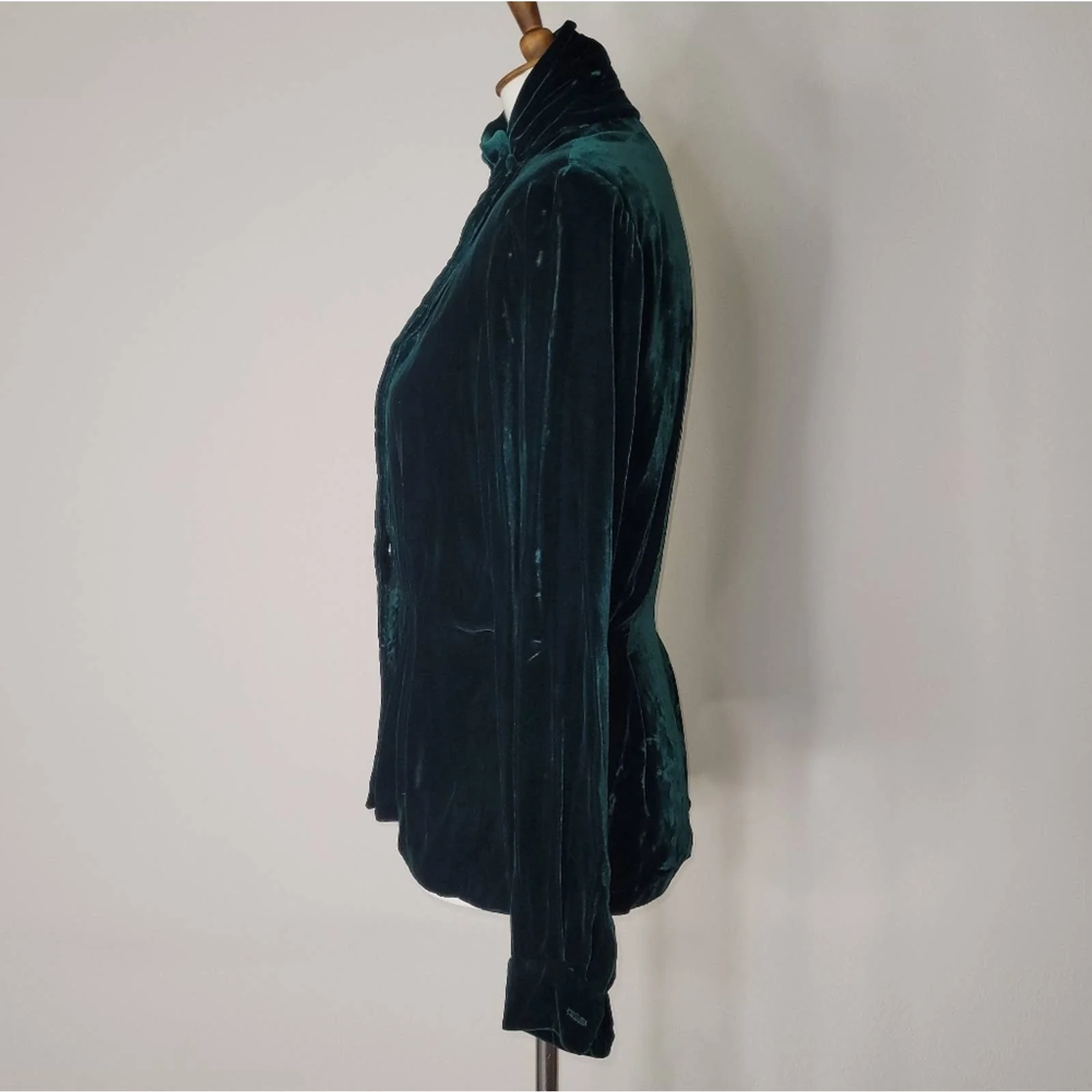 Vintage Dark Green Velvet Silk Blend Button-Down Blouse - Sz Small by Ralph Lauren - Image 7
