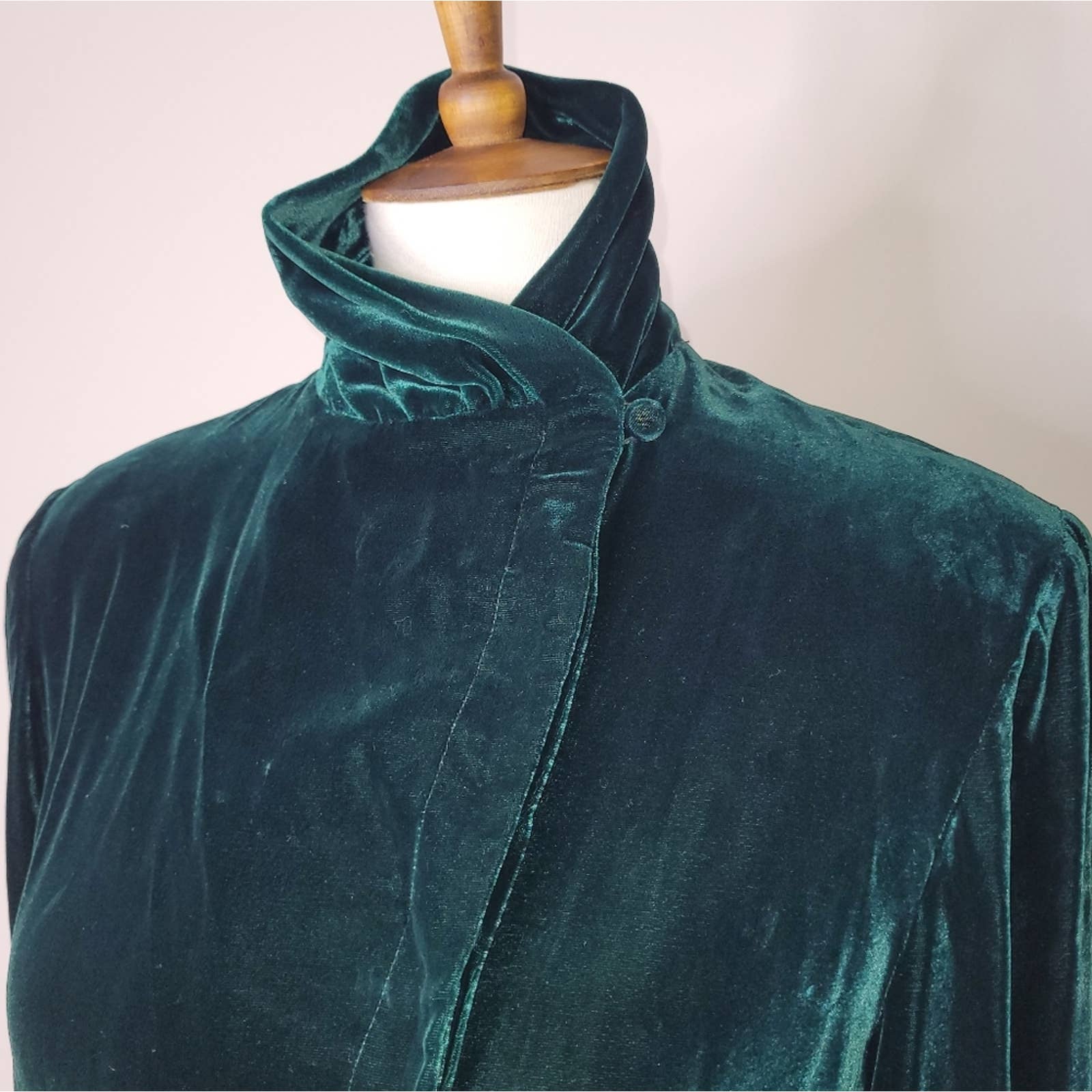 Vintage Dark Green Velvet Silk Blend Button-Down Blouse - Sz Small by Ralph Lauren - Image 8