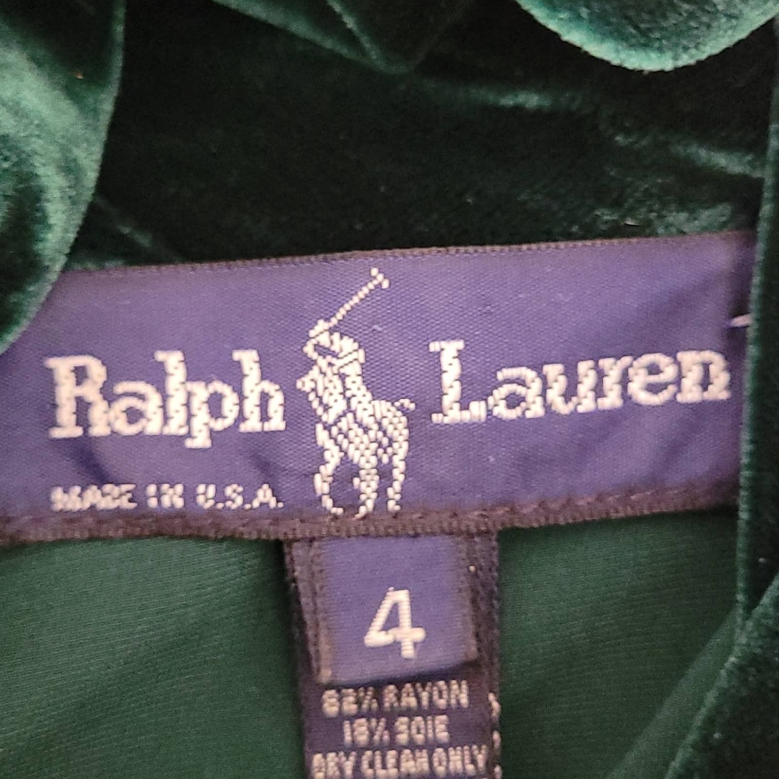 Vintage Dark Green Velvet Silk Blend Button-Down Blouse - Sz Small by Ralph Lauren - Image 9